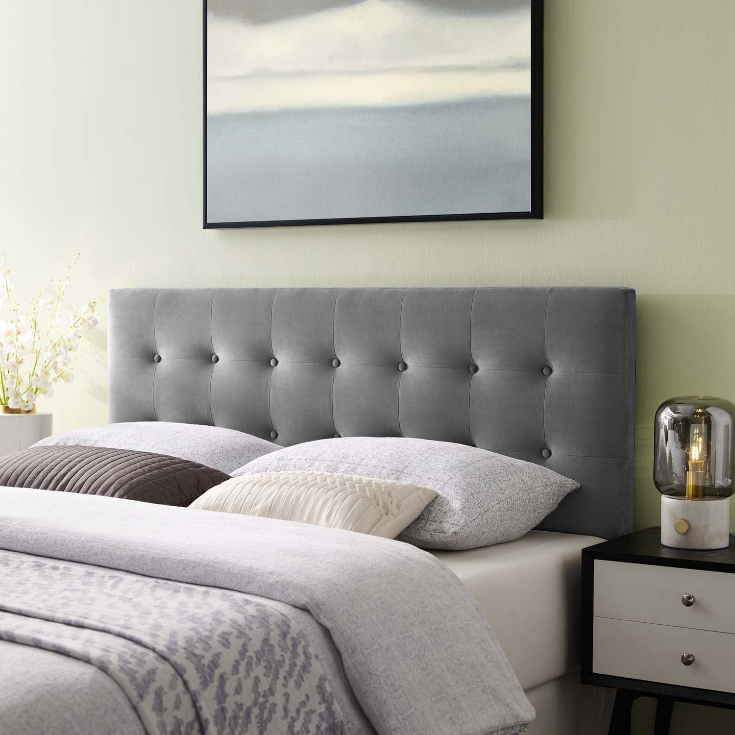 Emily Tufted Performance Velvet Headboard By HouseBean