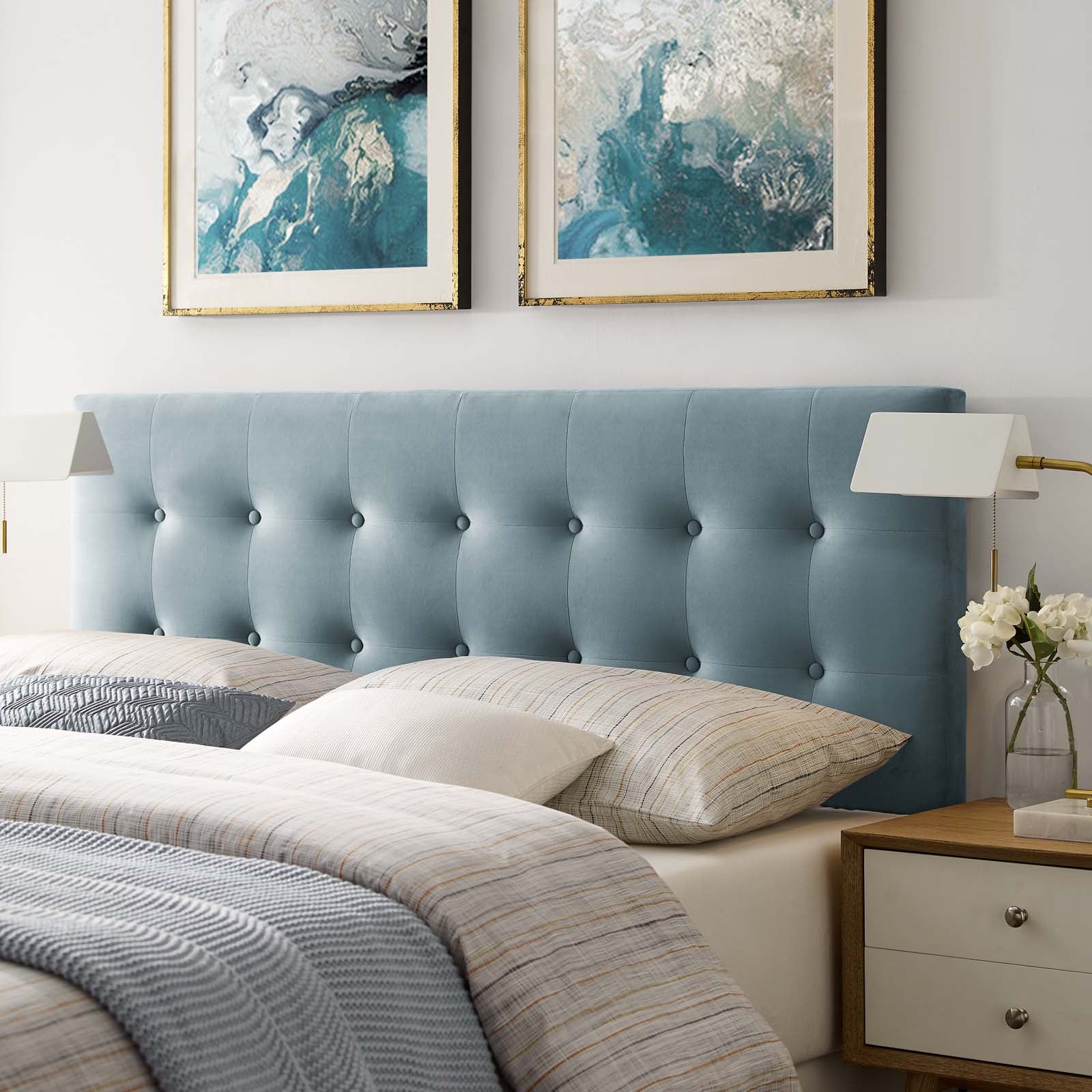 Emily Tufted Performance Velvet Headboard By HouseBean