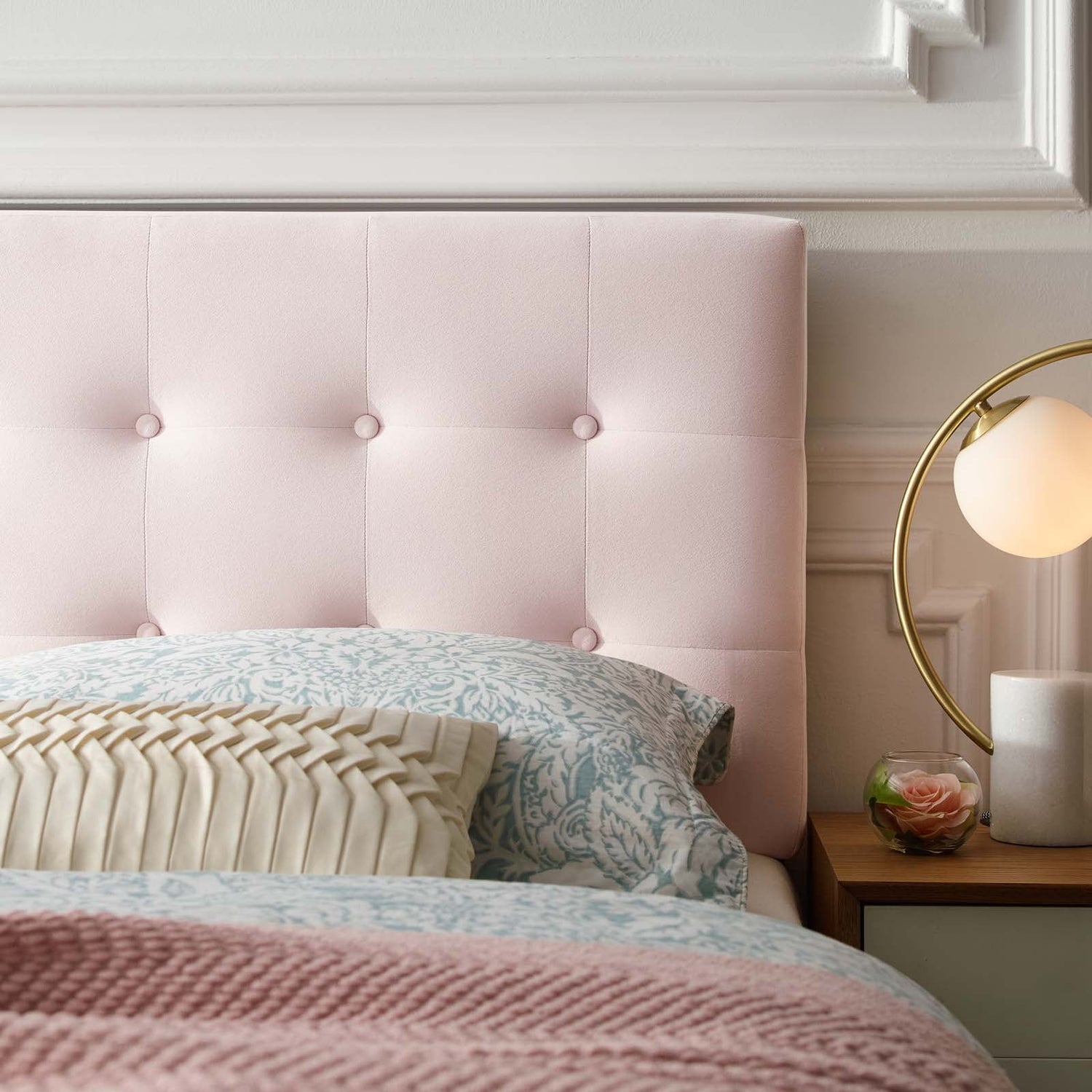 Emily Tufted Performance Velvet Headboard By HouseBean