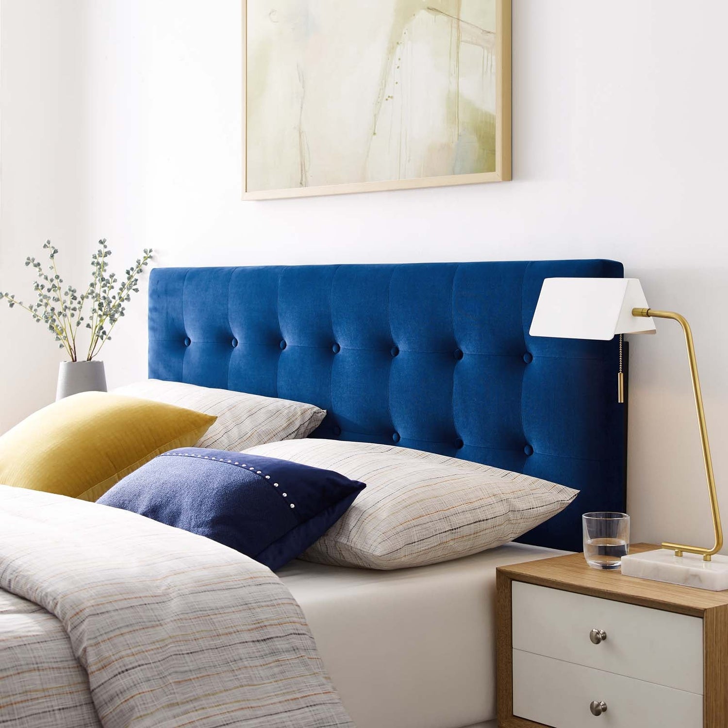 Emily Tufted Performance Velvet Headboard By HouseBean