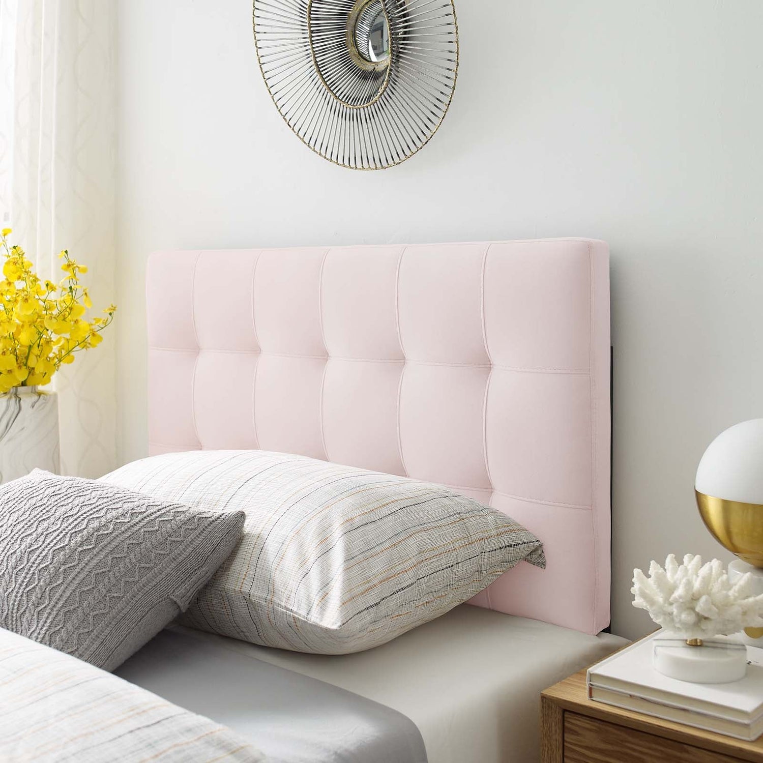 Lily Biscuit Tufted Performance Velvet Headboard By HouseBean