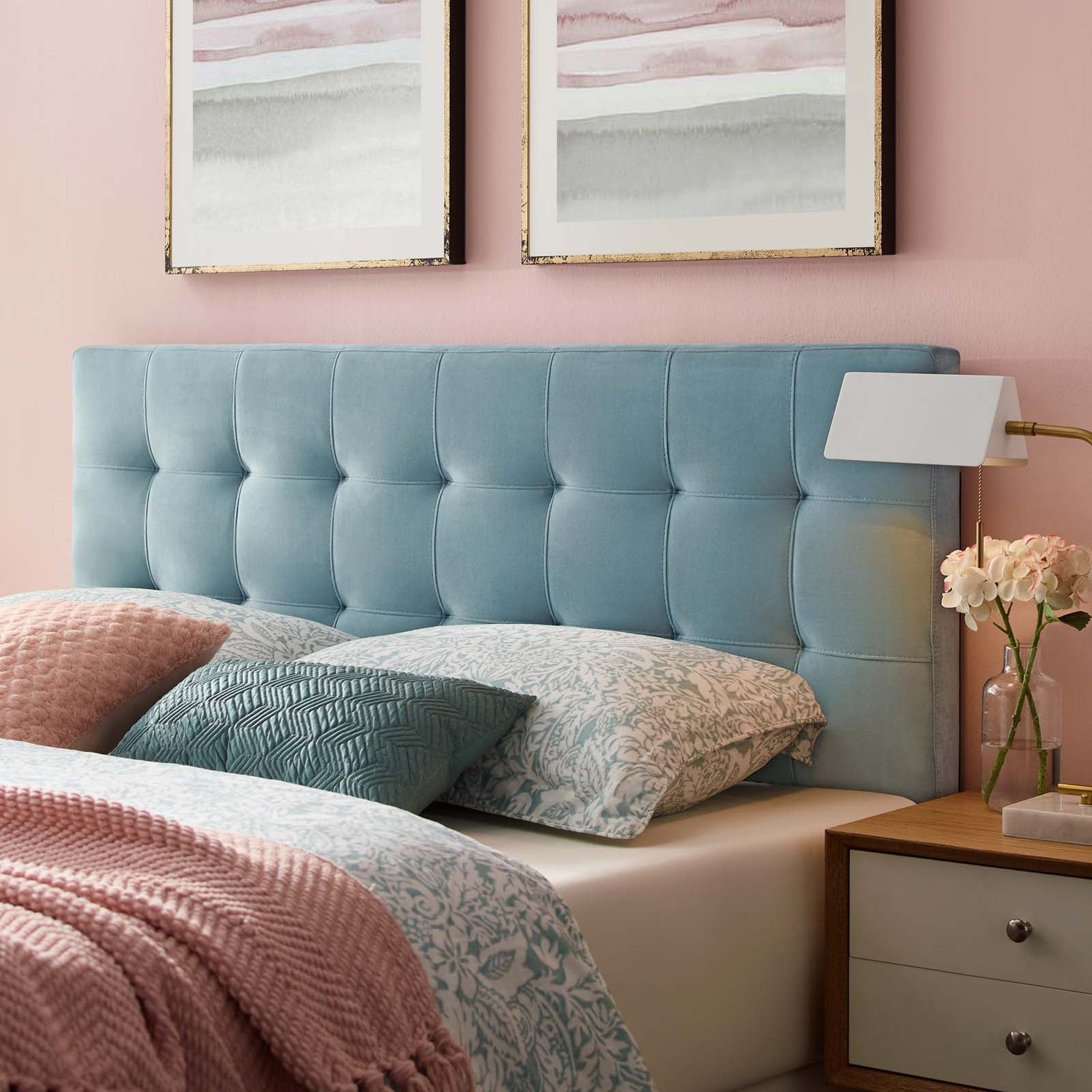 Lily Biscuit Tufted Performance Velvet Headboard By HouseBean