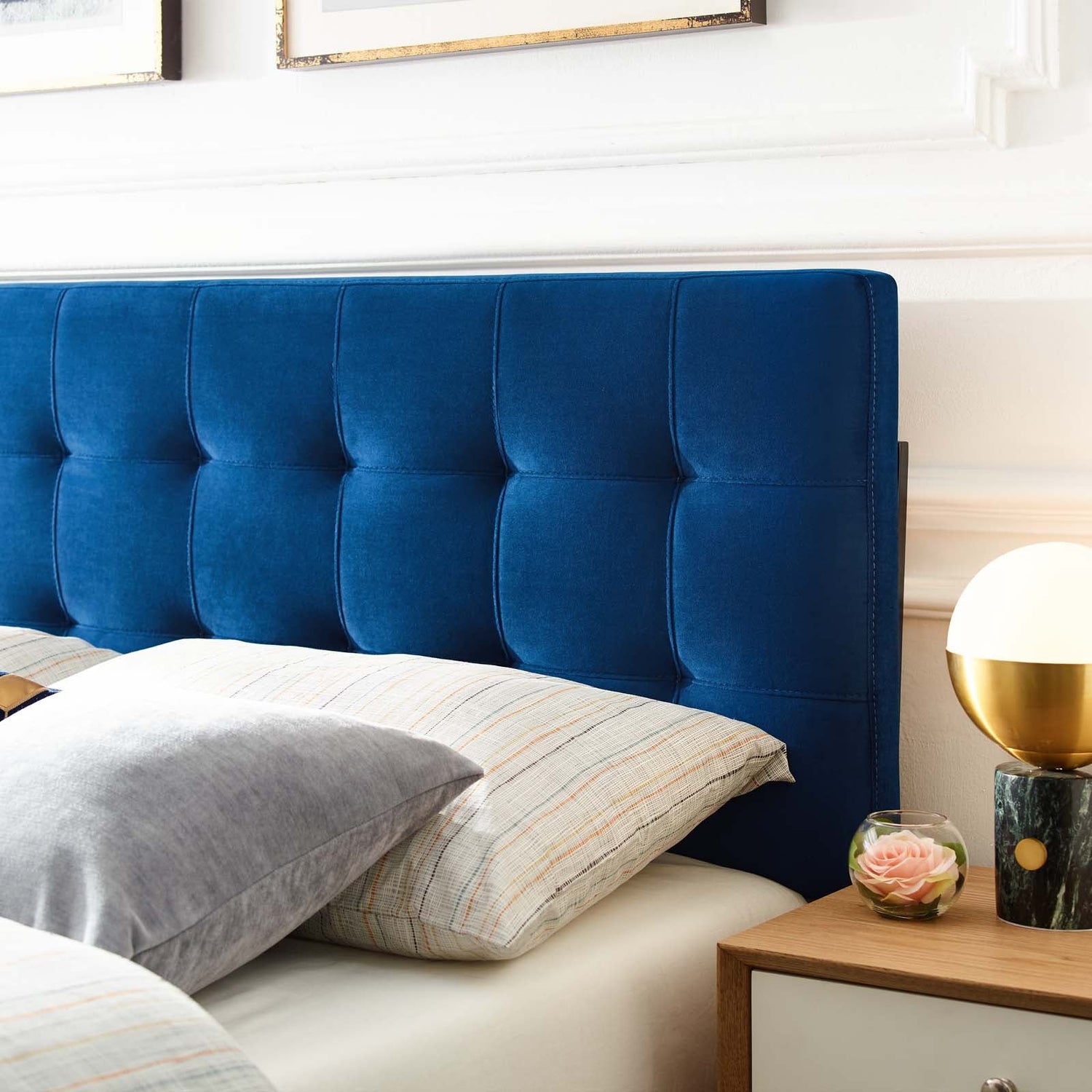 Lily Biscuit Tufted Performance Velvet Headboard By HouseBean