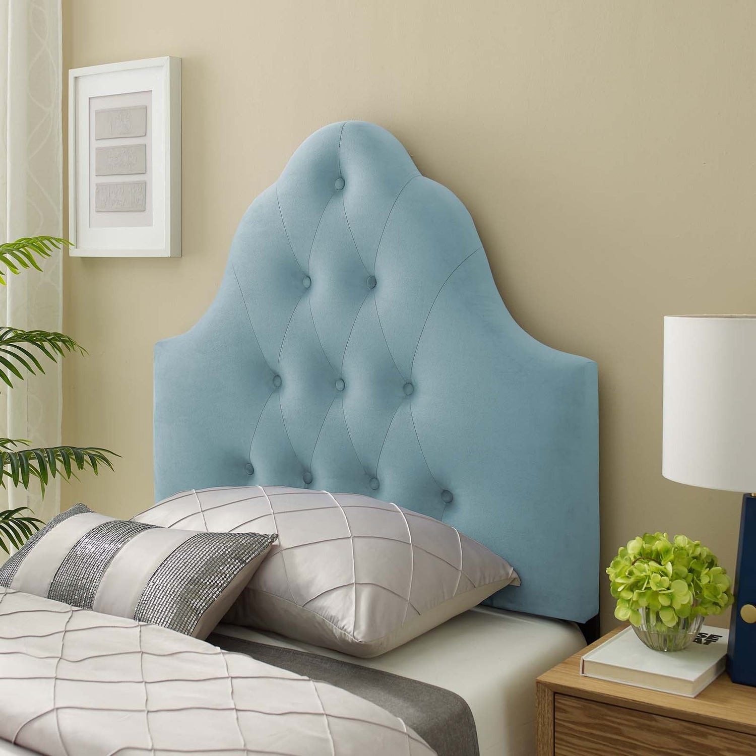 Sovereign Diamond Tufted Performance Velvet Headboard By HouseBean