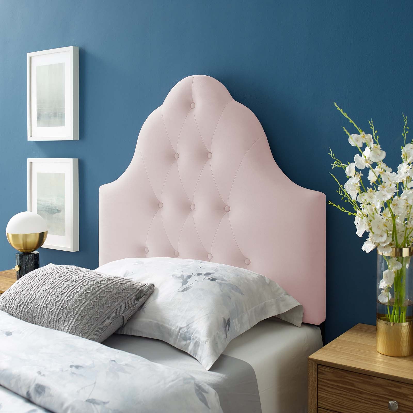 Sovereign Diamond Tufted Performance Velvet Headboard By HouseBean