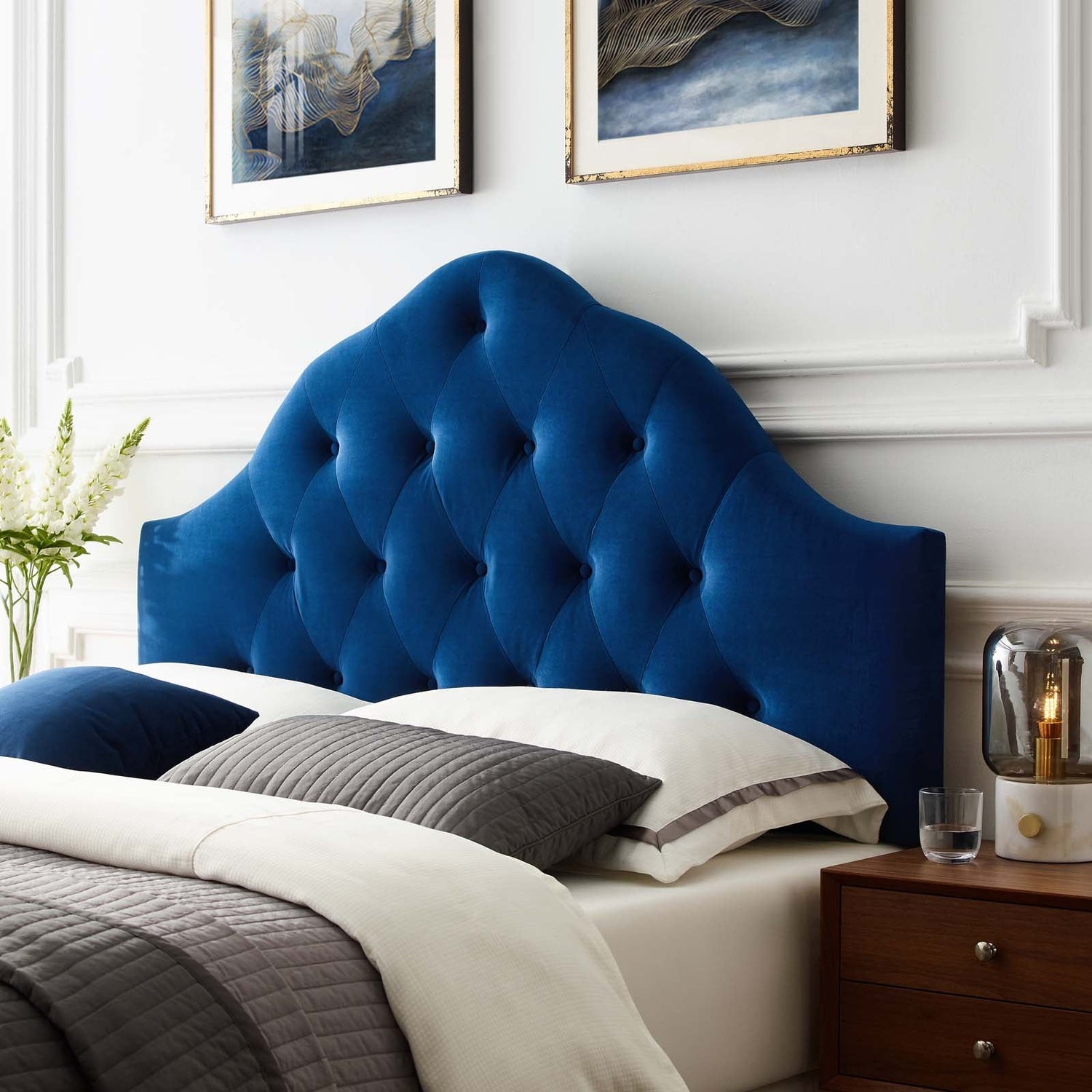 Sovereign Diamond Tufted Performance Velvet Headboard By HouseBean