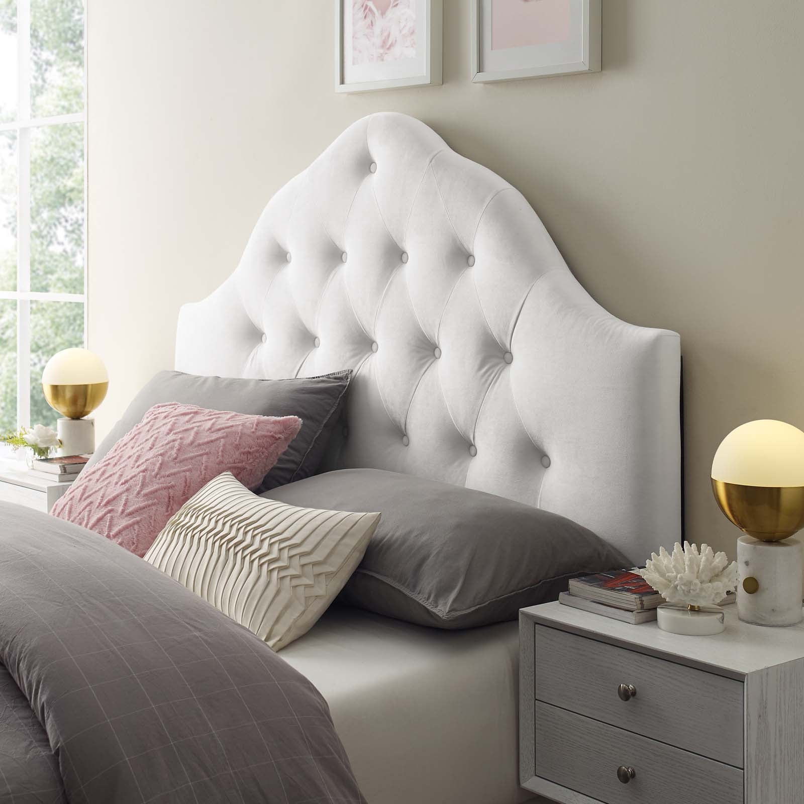 Sovereign Diamond Tufted Performance Velvet Headboard By HouseBean