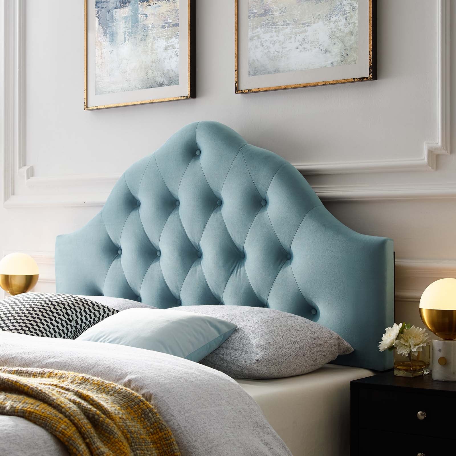 Sovereign Diamond Tufted Performance Velvet Headboard By HouseBean