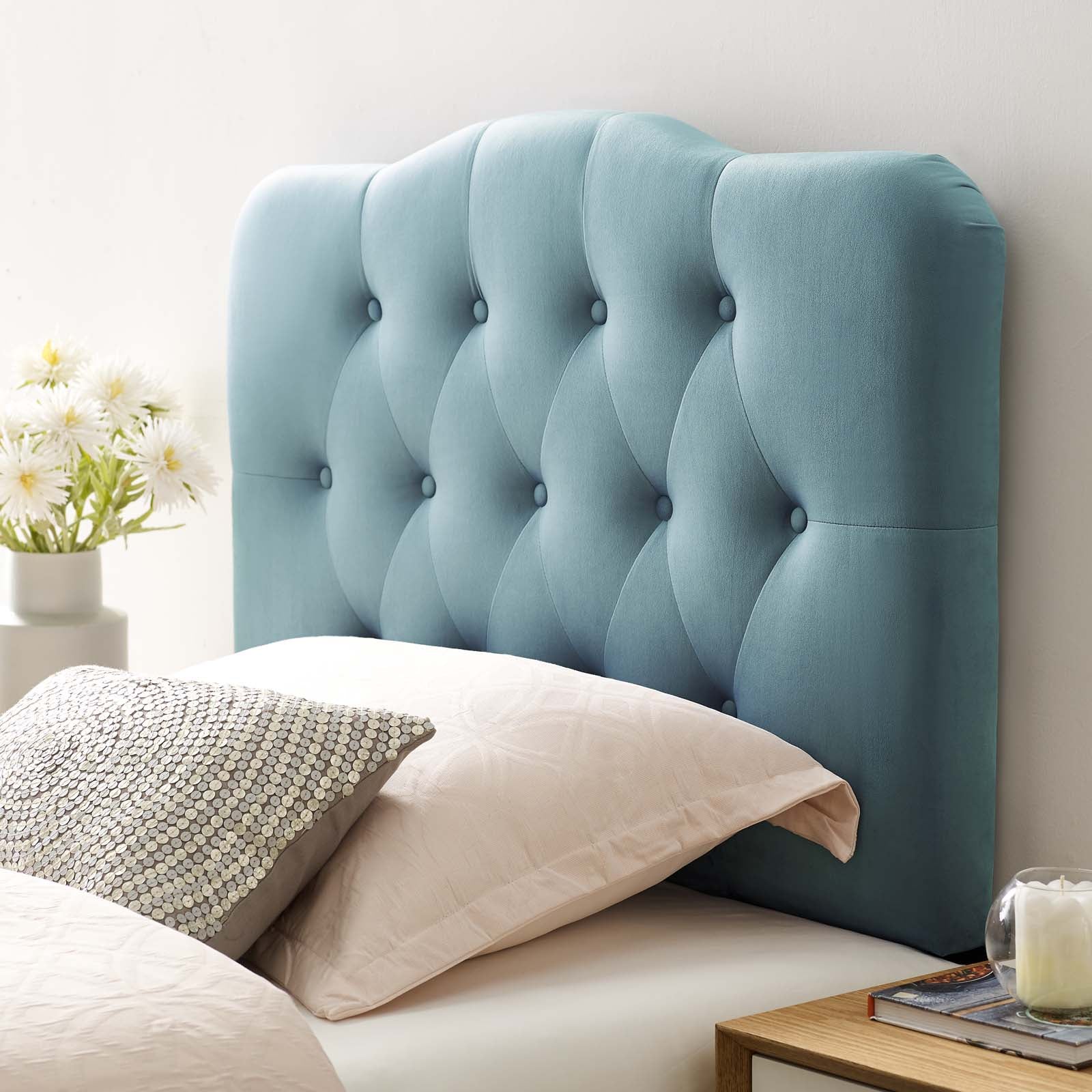 Annabel Diamond Tufted Performance Velvet Headboard By HouseBean