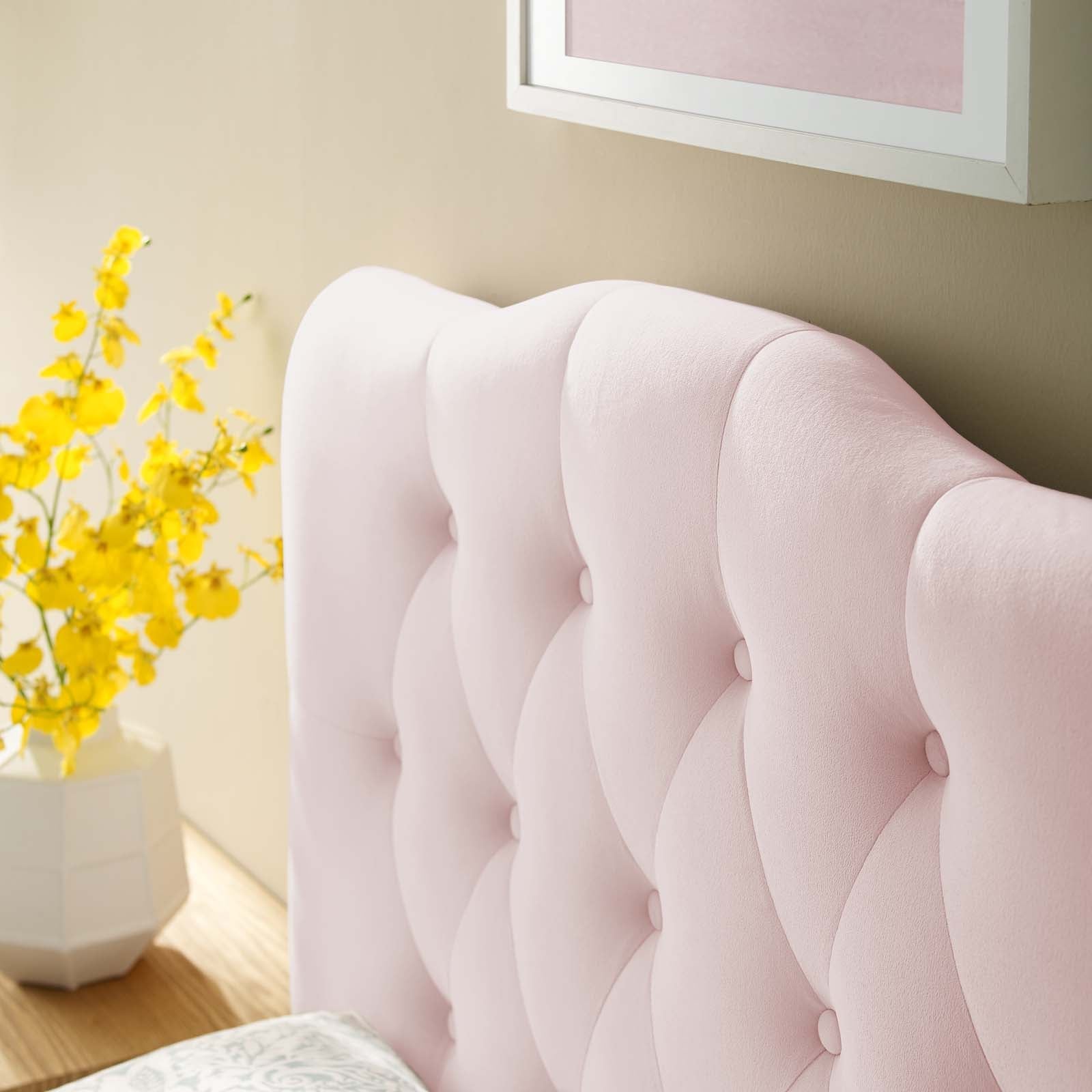 Annabel Diamond Tufted Performance Velvet Headboard By HouseBean