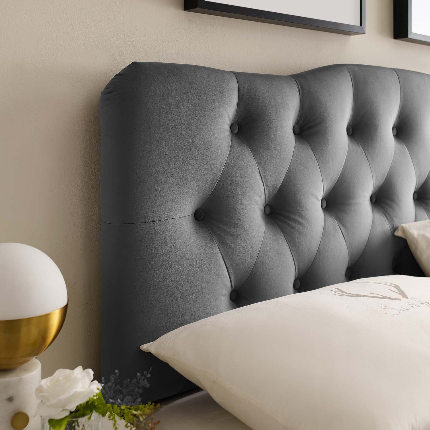 Annabel Diamond Tufted Performance Velvet Headboard By HouseBean