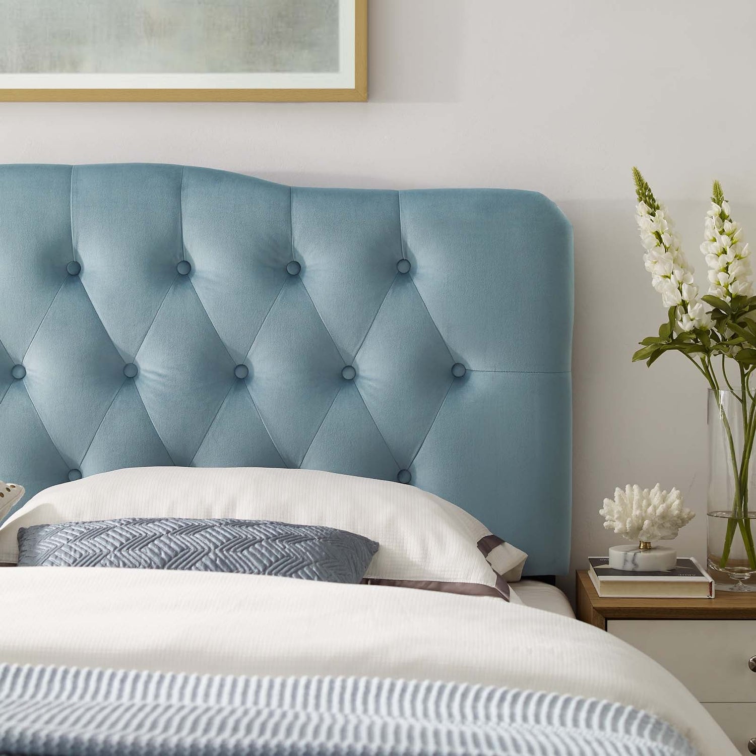 Annabel Diamond Tufted Performance Velvet Headboard By HouseBean