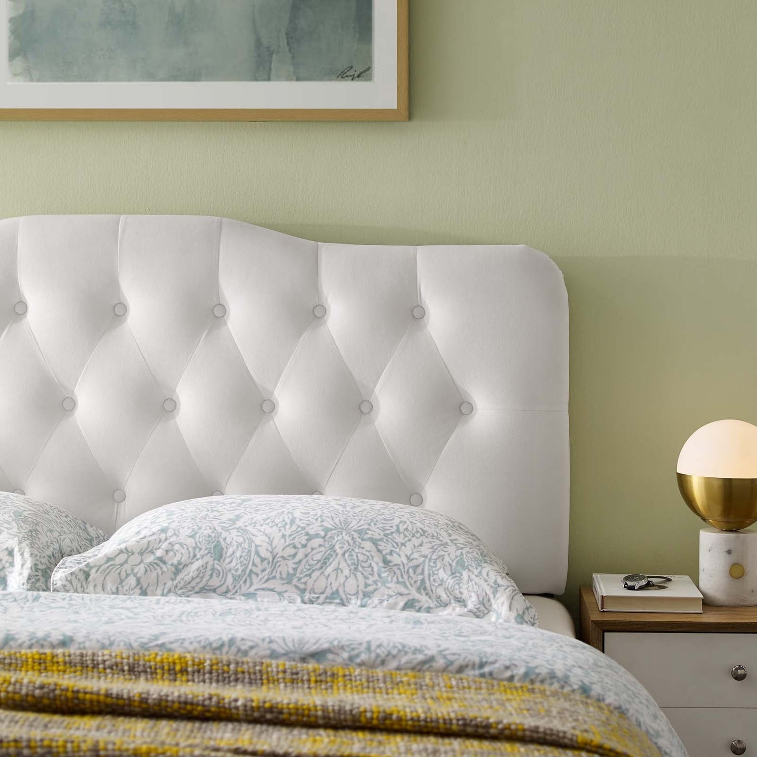 Annabel Diamond Tufted Performance Velvet Headboard By HouseBean