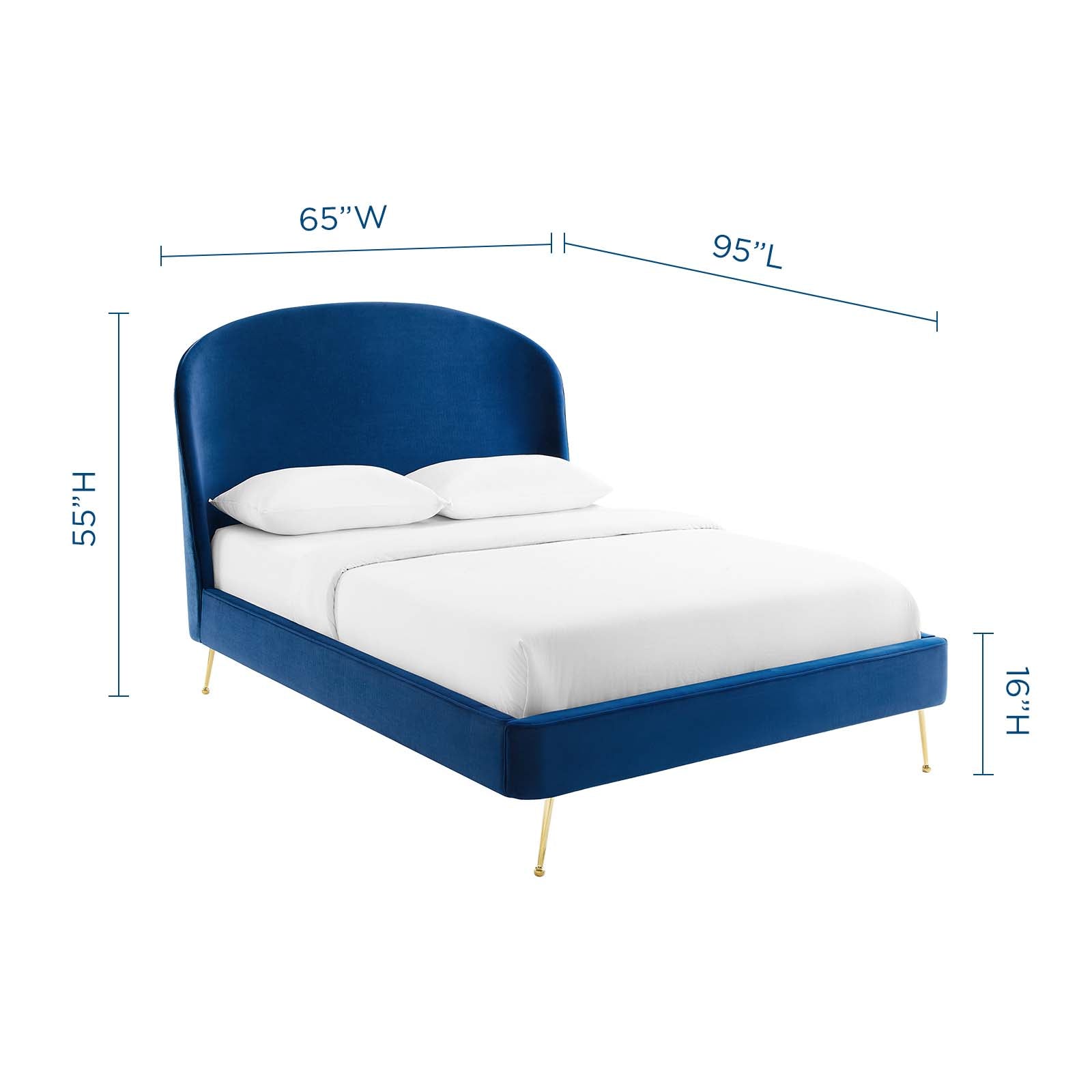 Mira Upholstered Performance Velvet Platform Bed by Modway