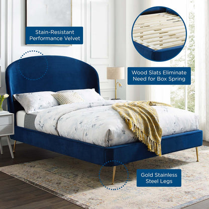 Mira Upholstered Performance Velvet Platform Bed by Modway