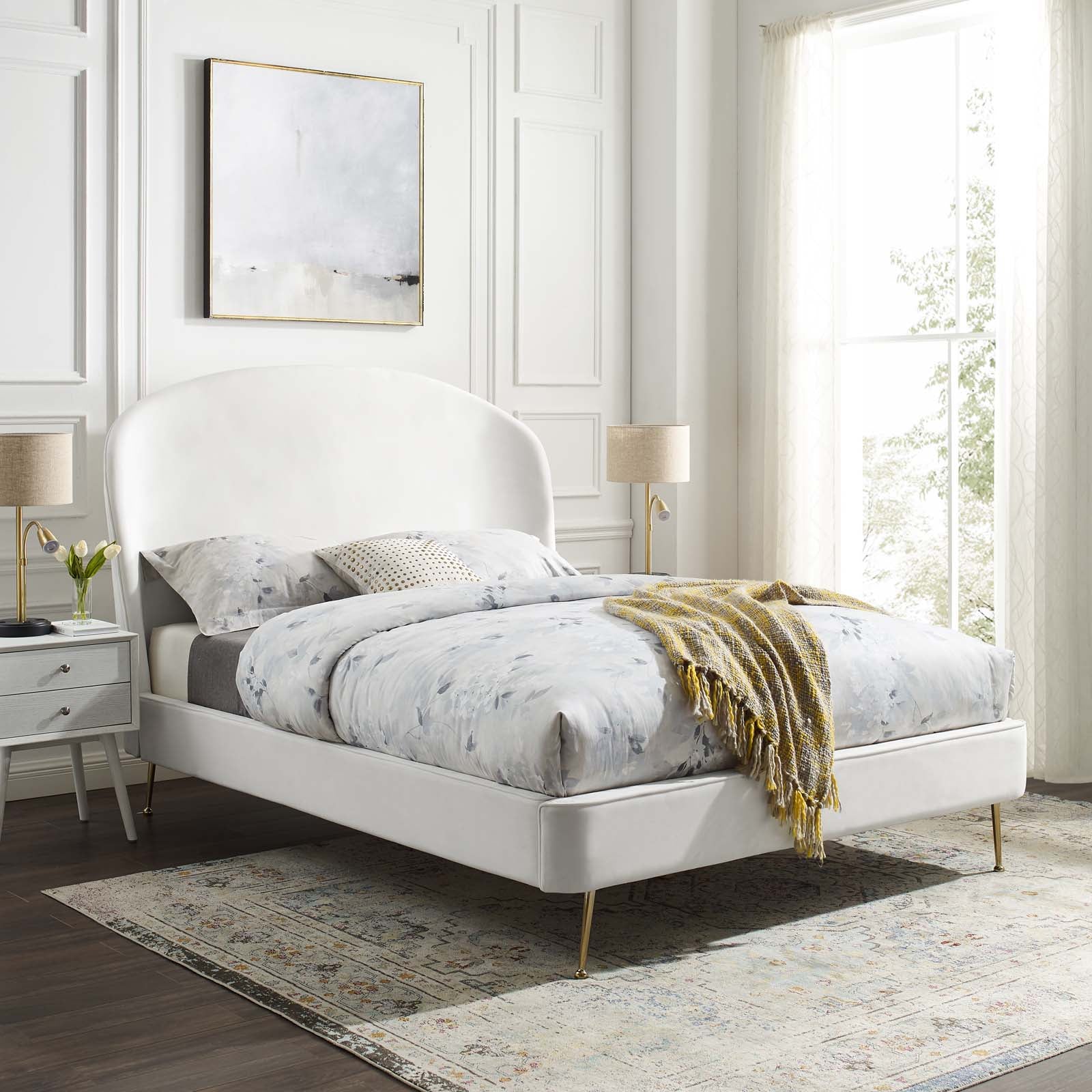 Mira Upholstered Performance Velvet Platform Bed by Modway