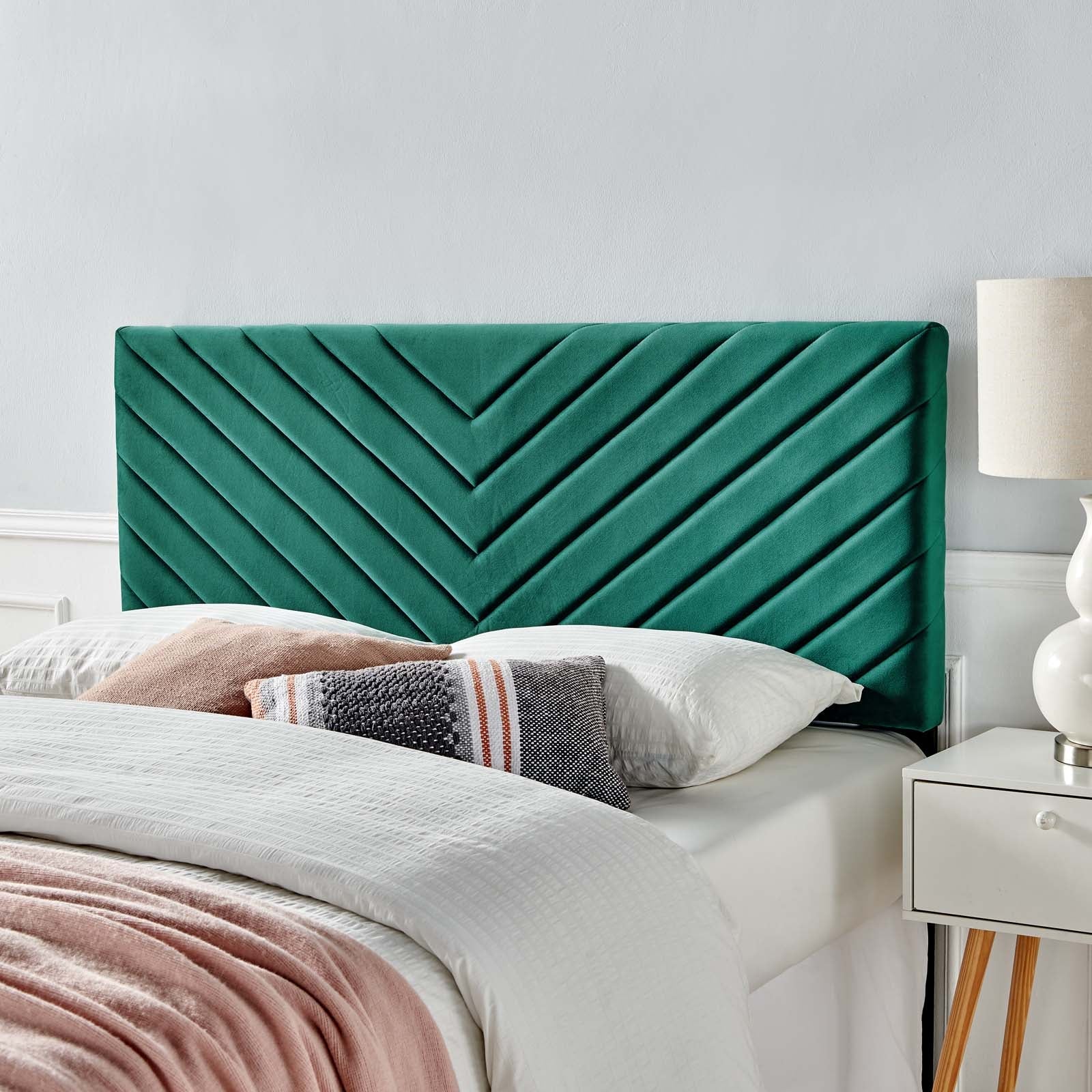 Alyson Angular Channel Tufted Performance Velvet Headboard By HouseBean