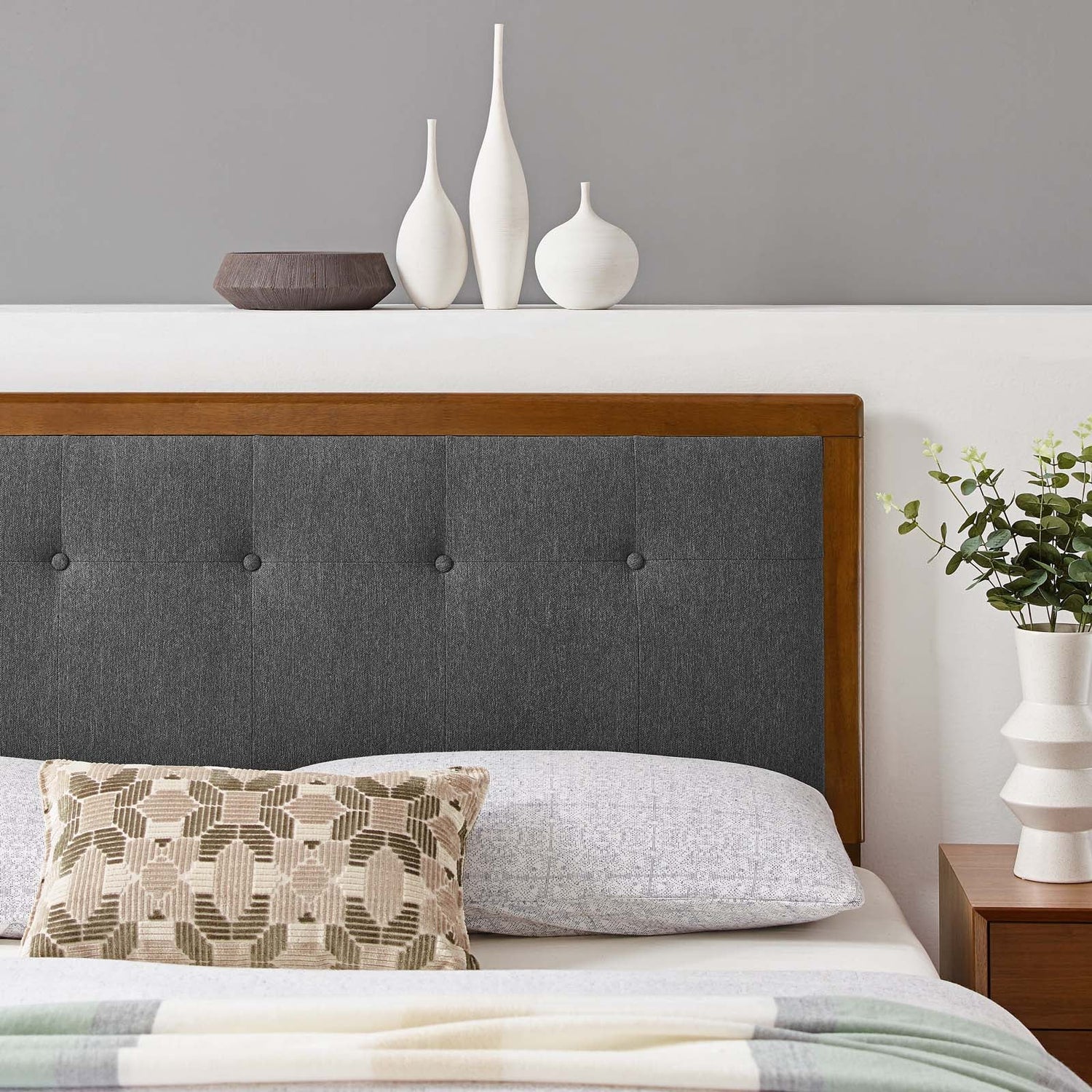 Draper Tufted Fabric and Wood Headboard By HouseBean