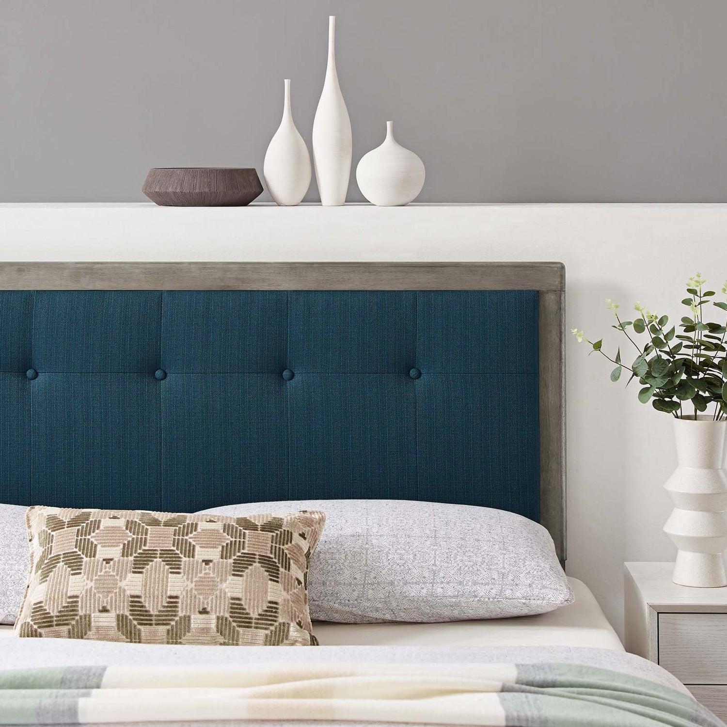 Draper Tufted Fabric and Wood Headboard By HouseBean