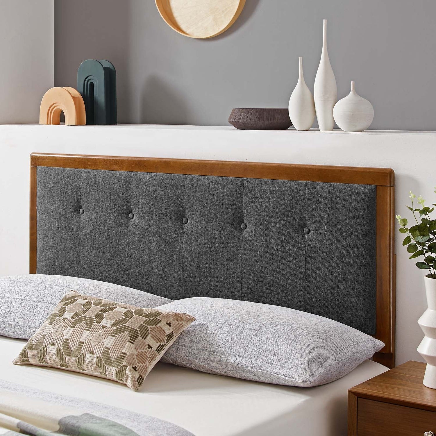 Draper Tufted Fabric and Wood Headboard By HouseBean