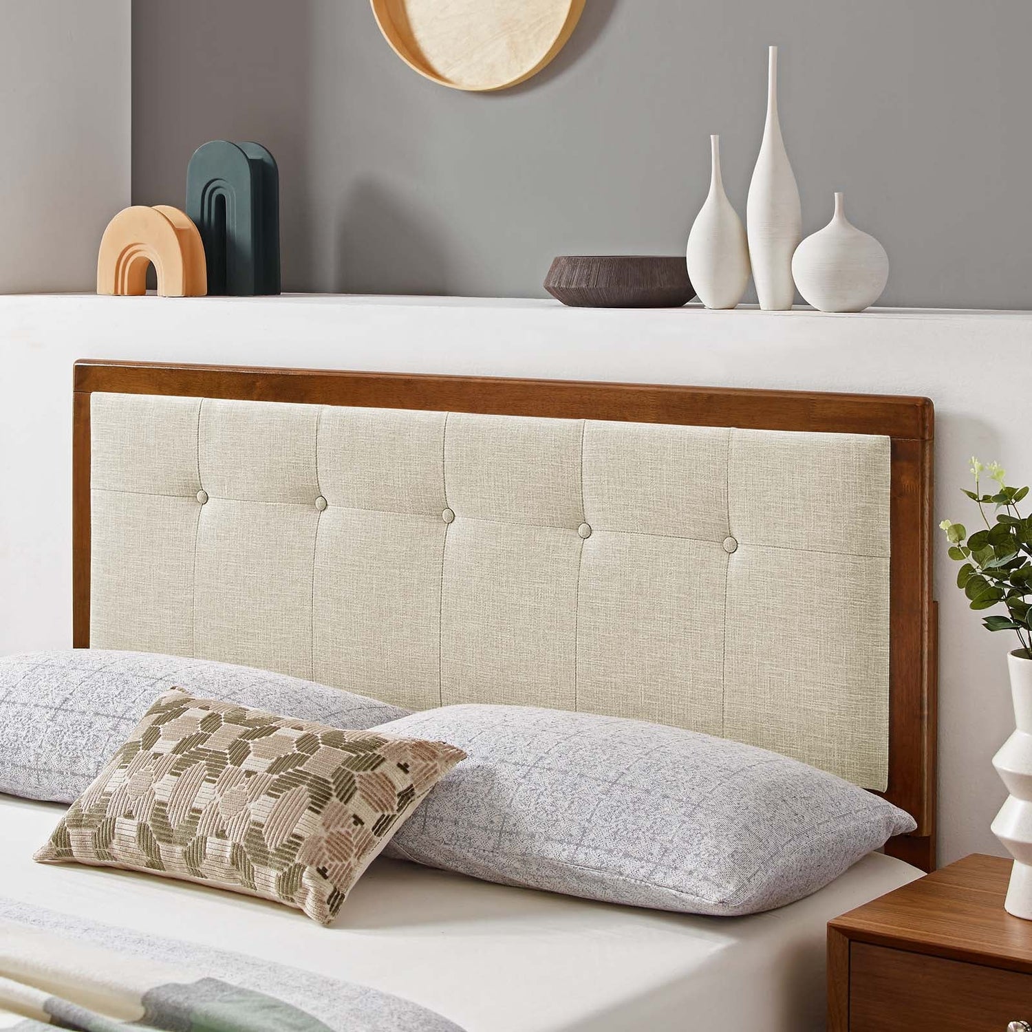 Draper Tufted Fabric and Wood Headboard By HouseBean