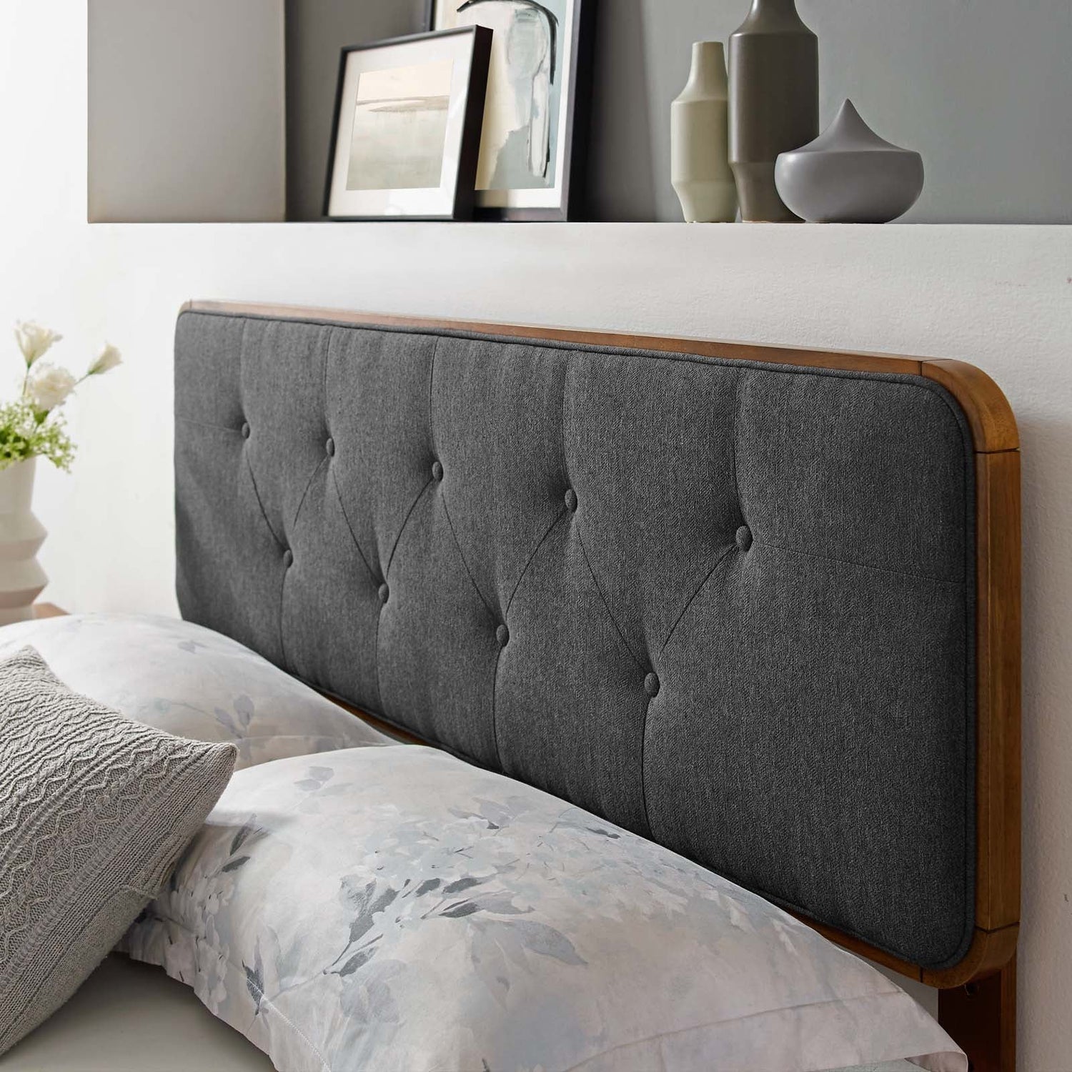 Collins Tufted Fabric and Wood Headboard By HouseBean