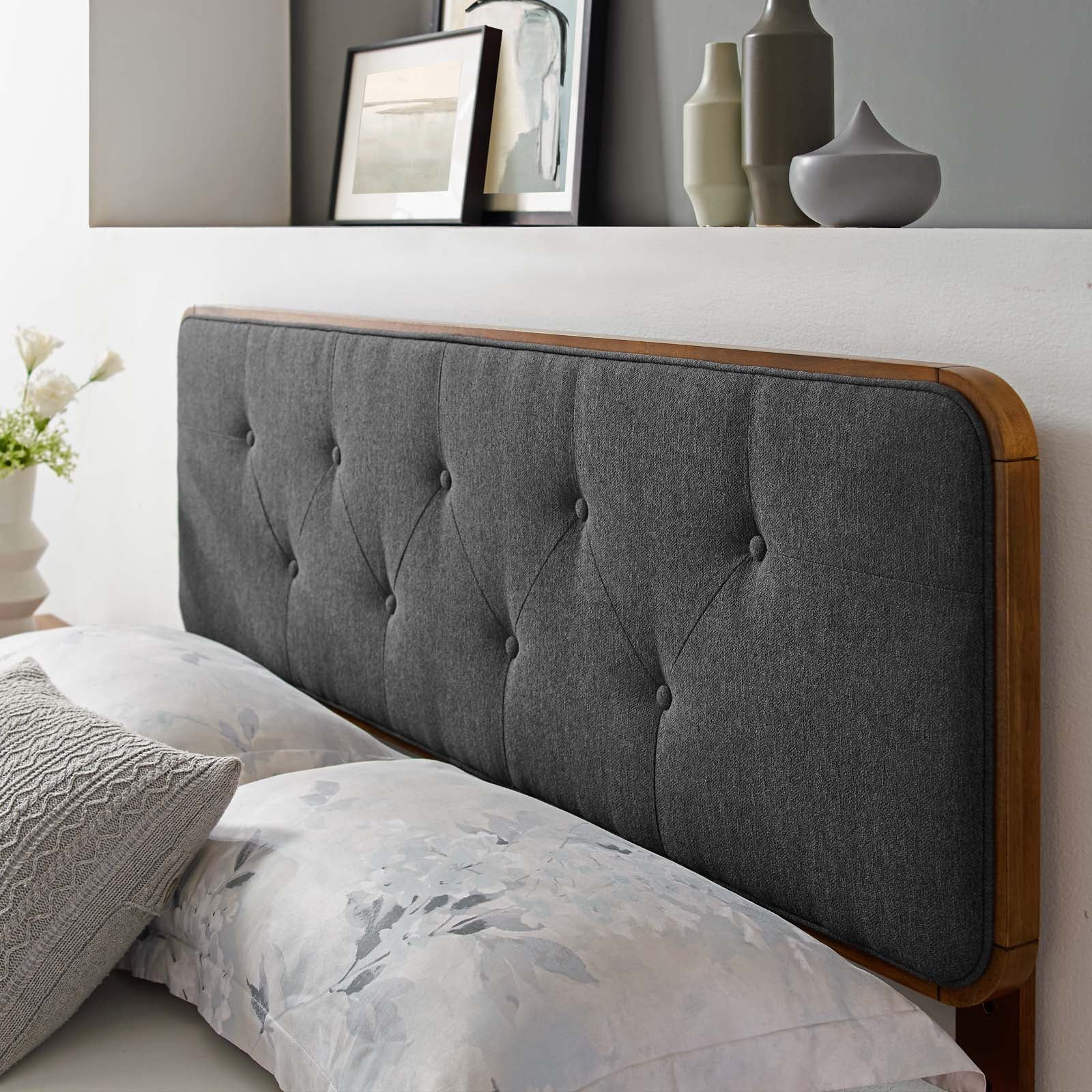 Collins Tufted Fabric and Wood Headboard By HouseBean