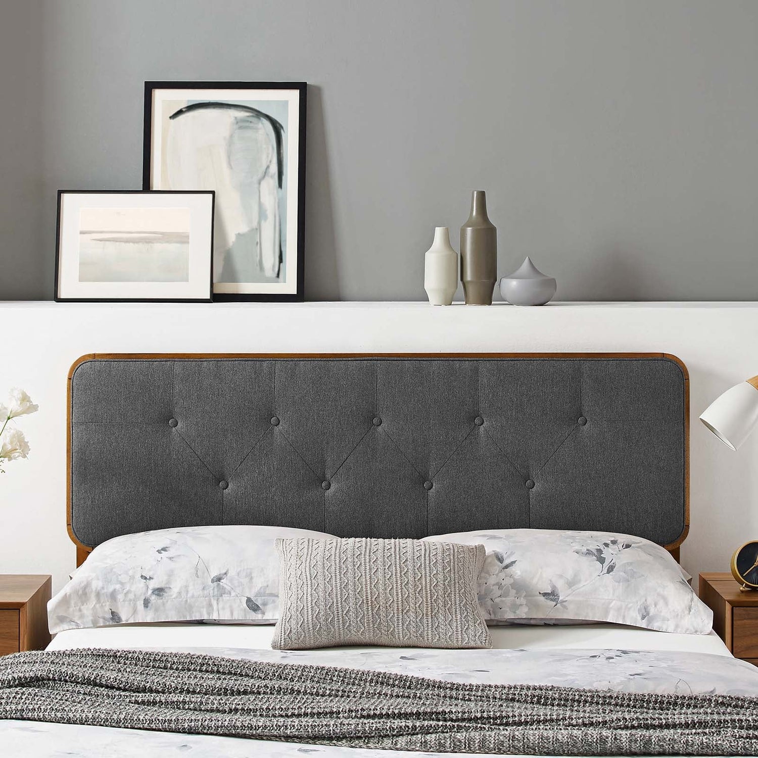 Collins Tufted Fabric and Wood Headboard By HouseBean