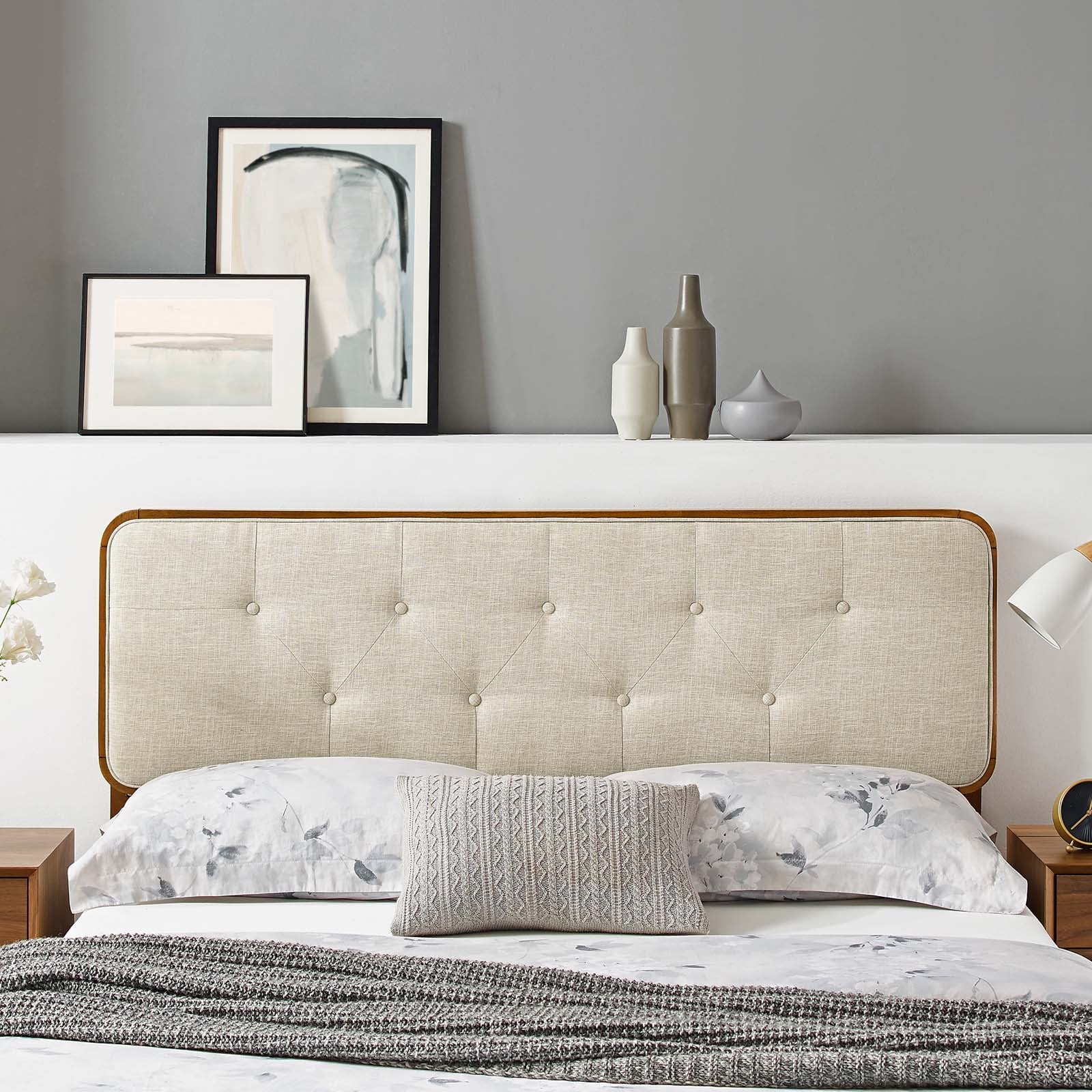 Collins Tufted Fabric and Wood Headboard By HouseBean