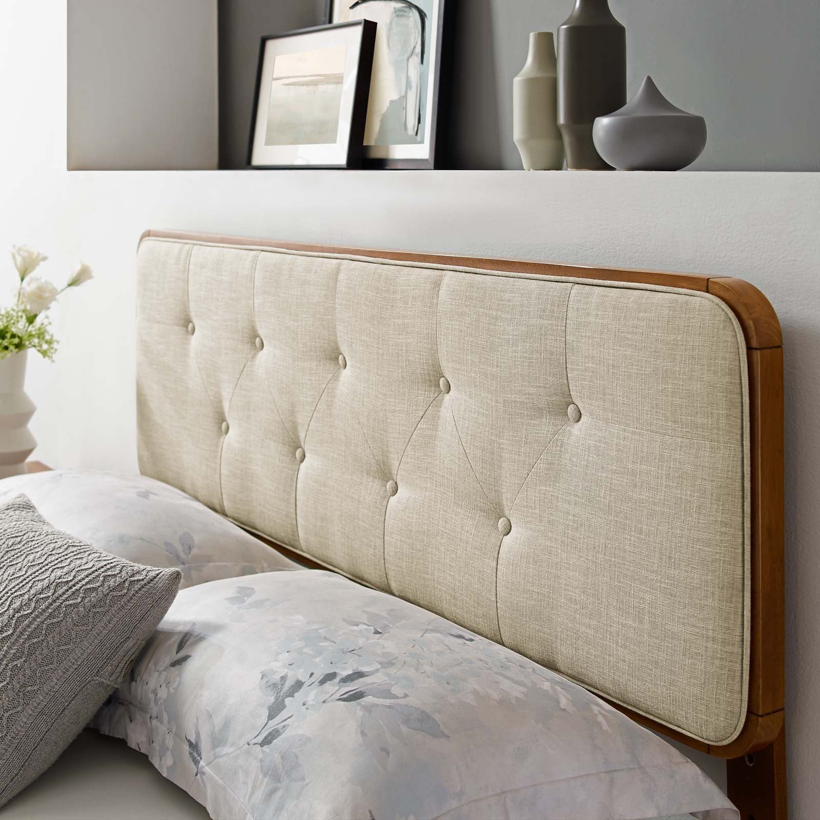 Collins Tufted Fabric and Wood Headboard By HouseBean