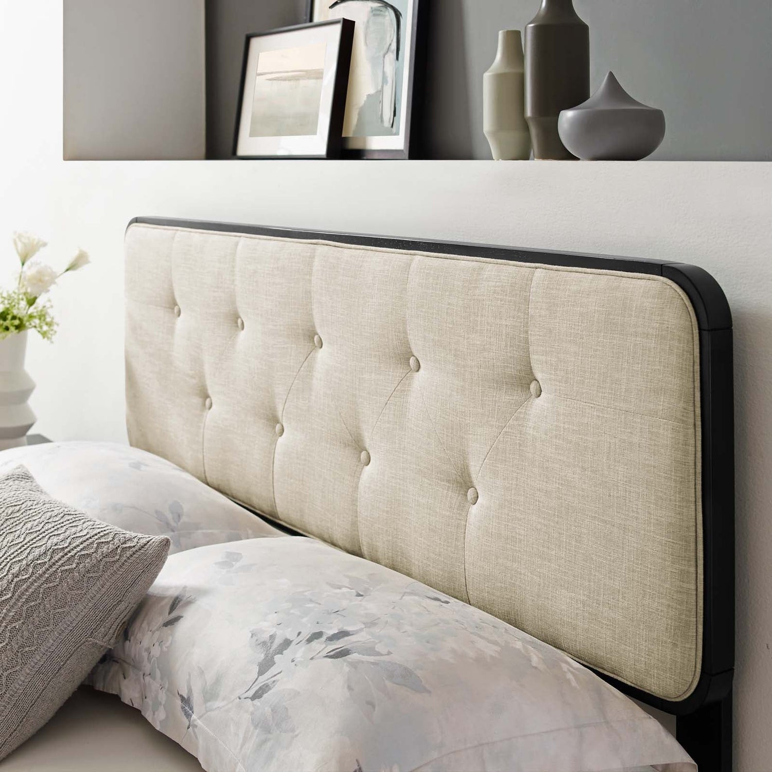 Collins Tufted Fabric and Wood Headboard By HouseBean