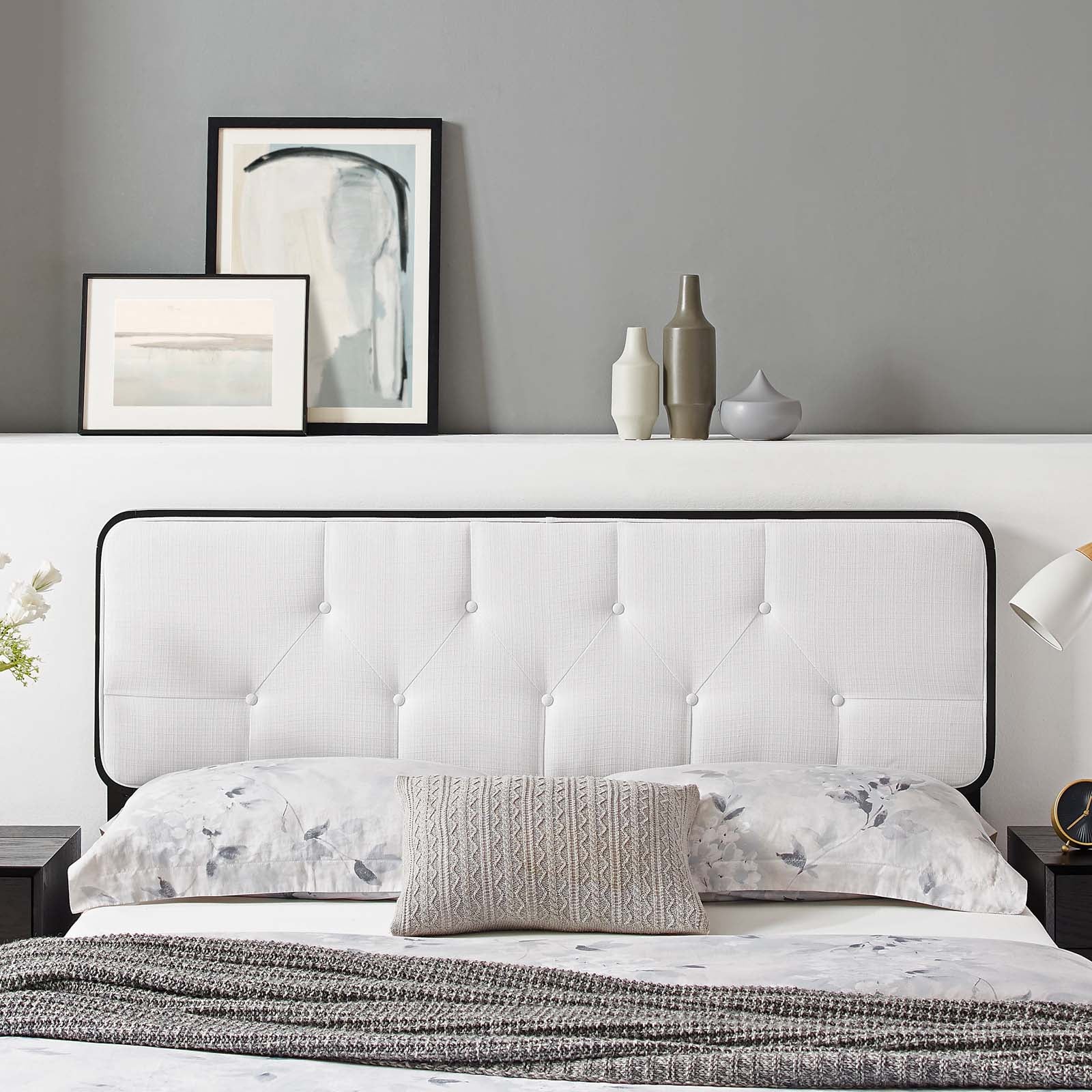 Collins Tufted Fabric and Wood Headboard By HouseBean