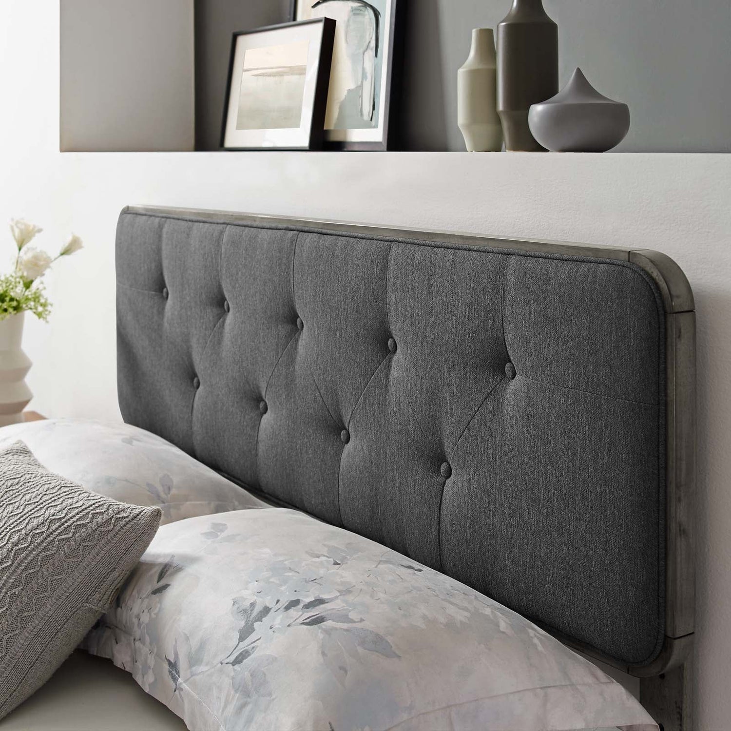 Collins Tufted Fabric and Wood Headboard By HouseBean