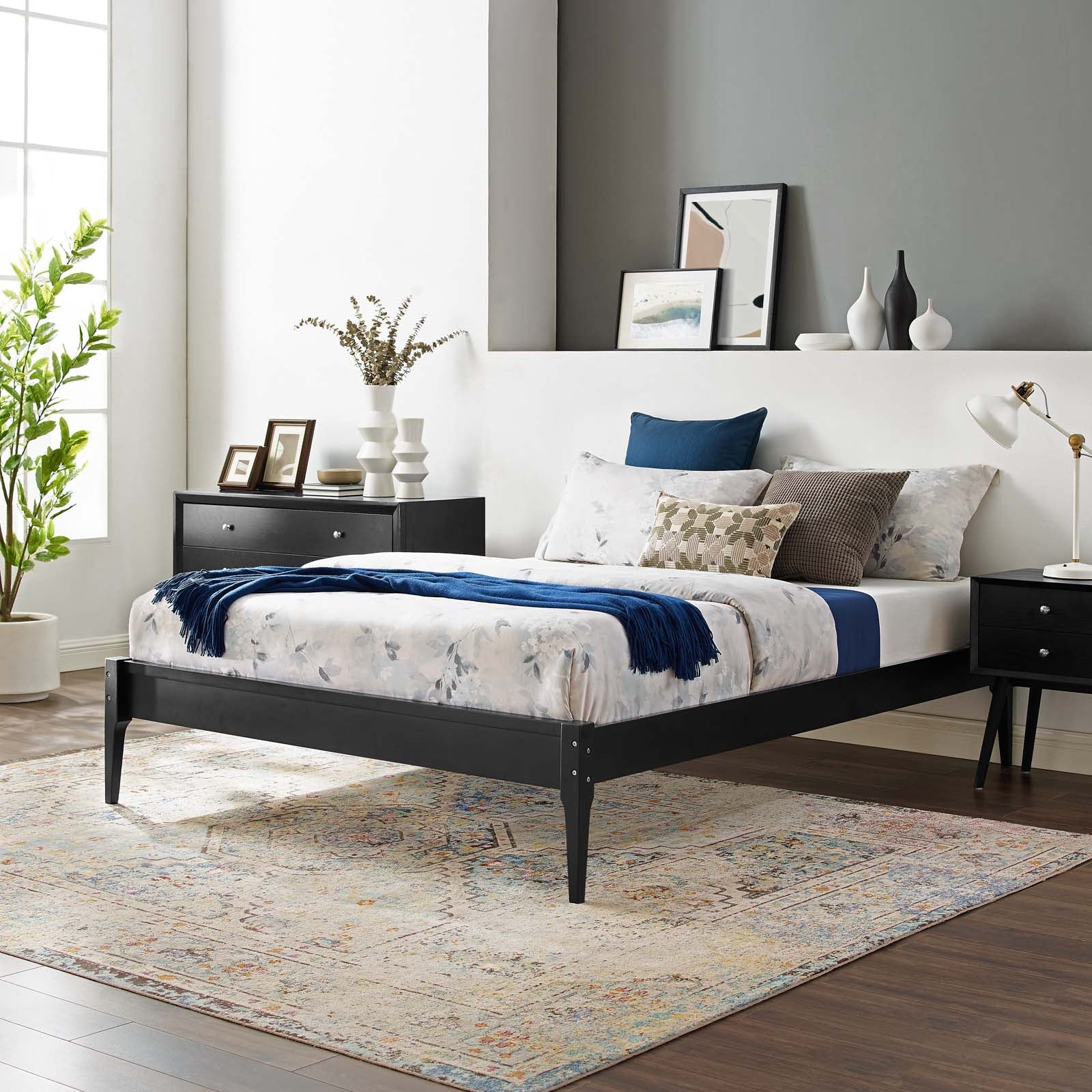 June Wood Platform Bed Frame By HouseBean