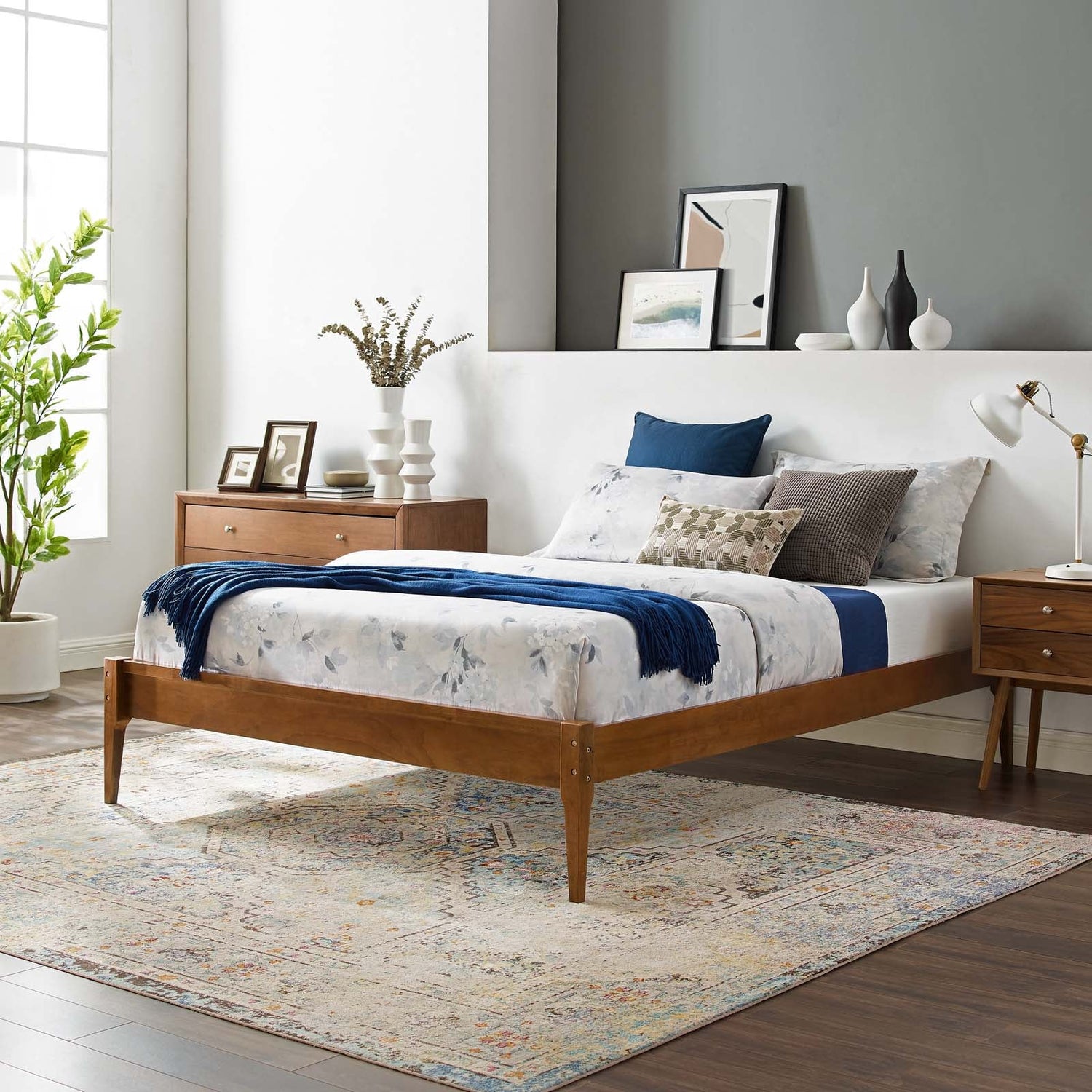 June Wood Platform Bed Frame By HouseBean