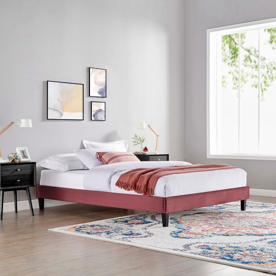 Reign Performance Velvet Platform Bed Frame by Modway