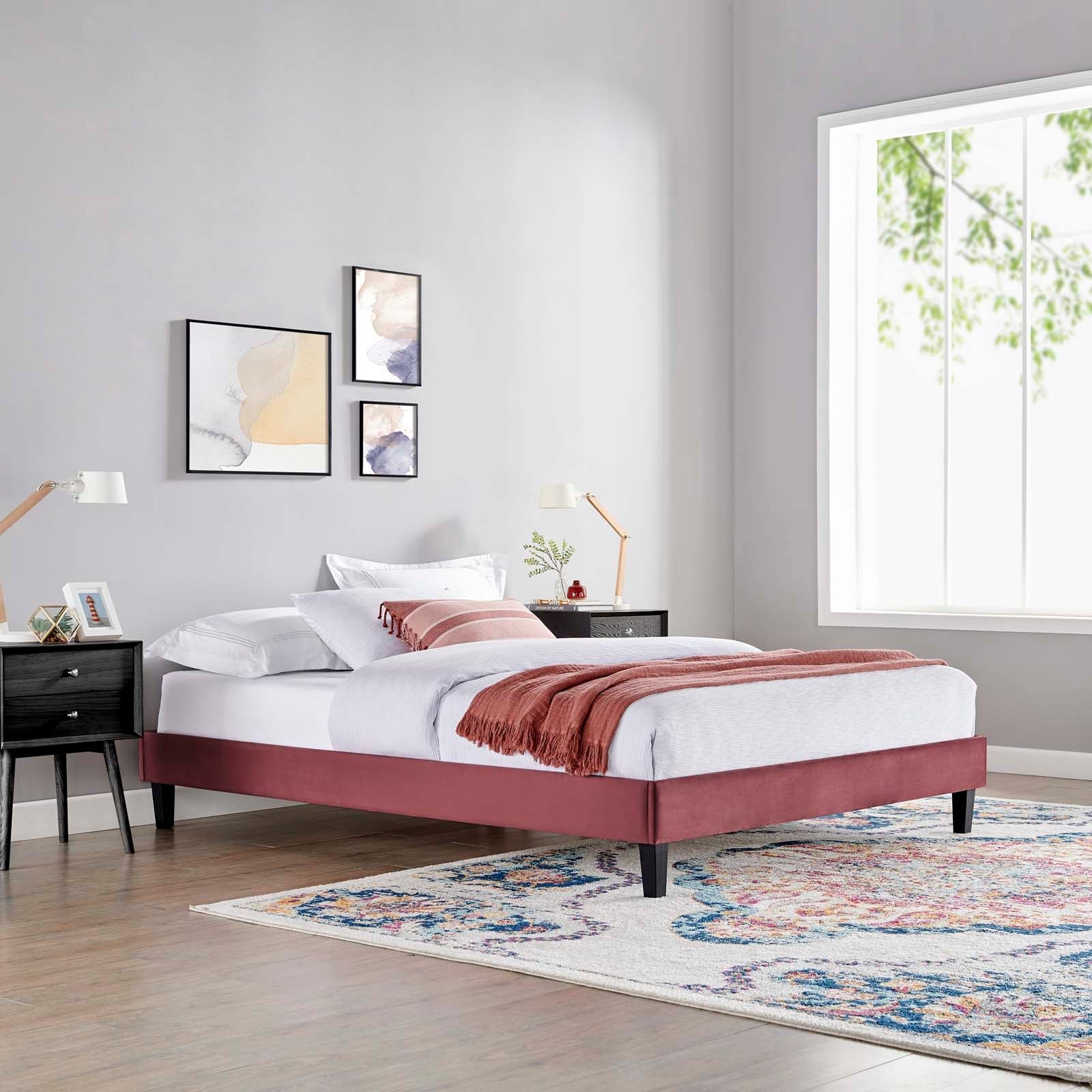 Reign Performance Velvet Platform Bed Frame By HouseBean