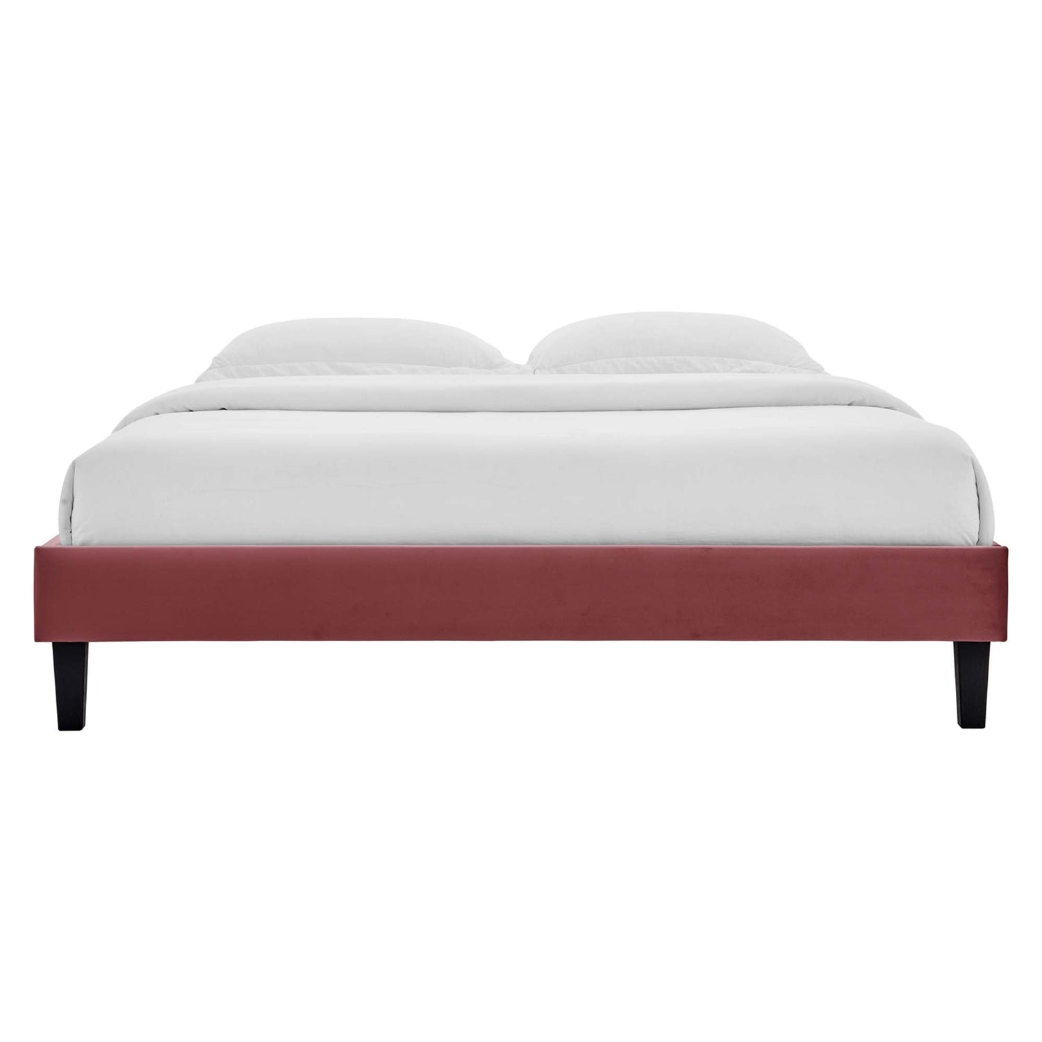 Roxanne Performance Velvet Platform Bed With Black Wood Legs by Modway