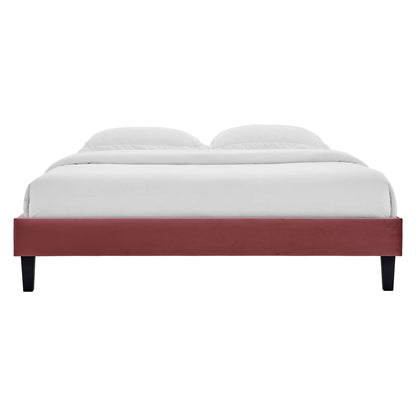 Roxanne Performance Velvet Platform Bed With Black Wood Legs by Modway