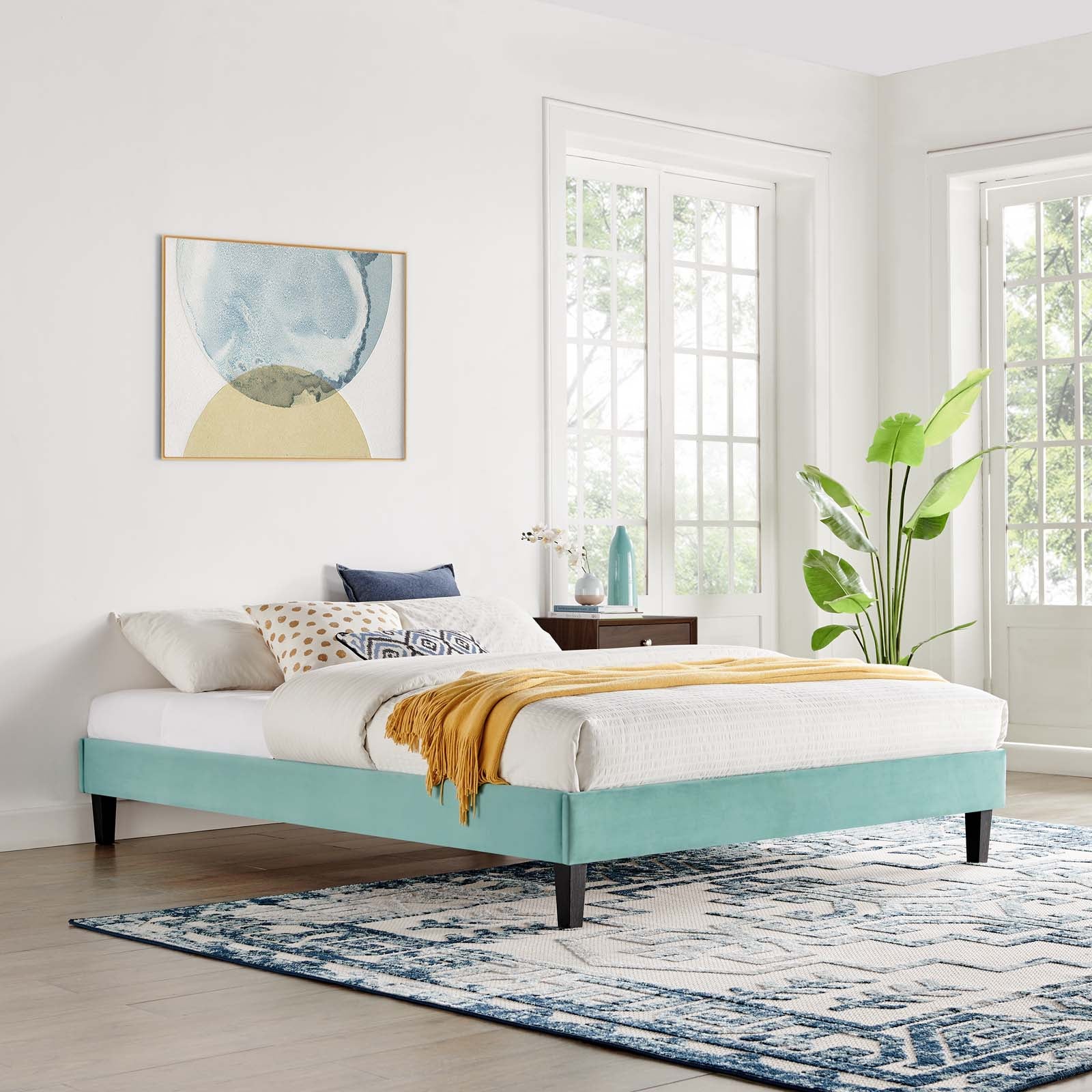 Reign Performance Velvet Platform Bed Frame By HouseBean