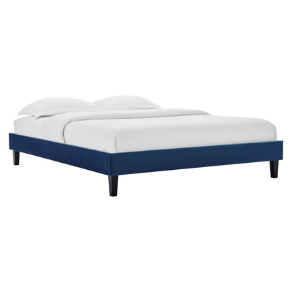 Roxanne Performance Velvet Platform Bed With Black Wood Legs by Modway