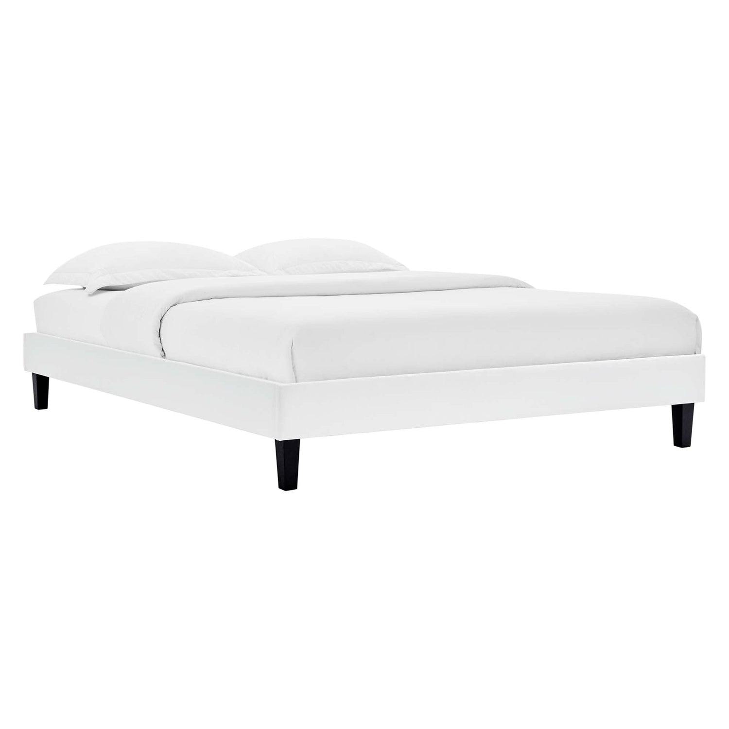 Roxanne Performance Velvet Platform Bed With Black Wood Legs by Modway