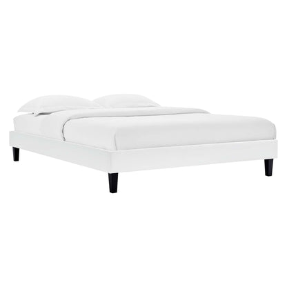 Roxanne Performance Velvet Platform Bed With Black Wood Legs by Modway