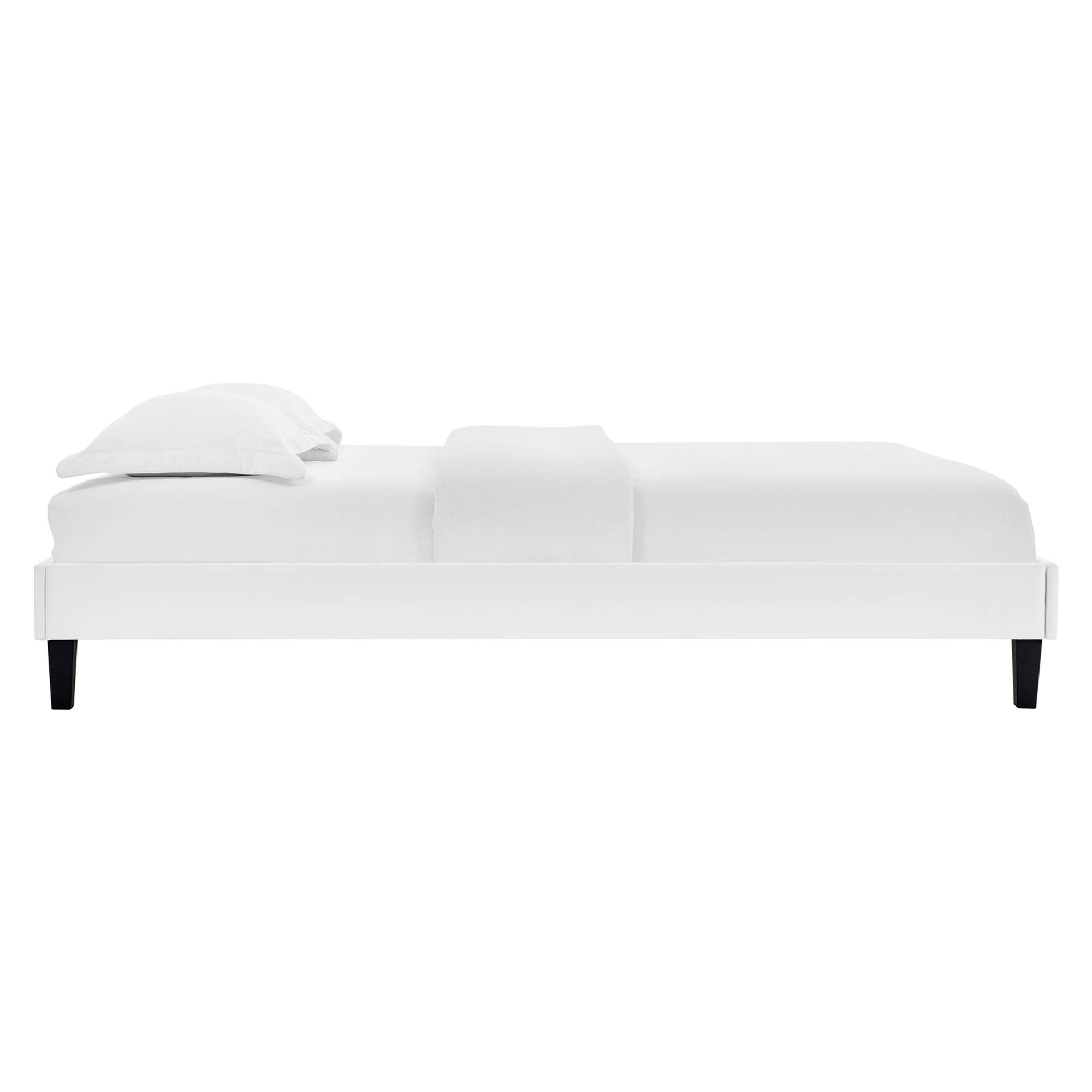 Roxanne Performance Velvet Platform Bed With Black Wood Legs by Modway