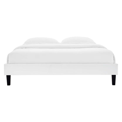 Roxanne Performance Velvet Platform Bed With Black Wood Legs by Modway