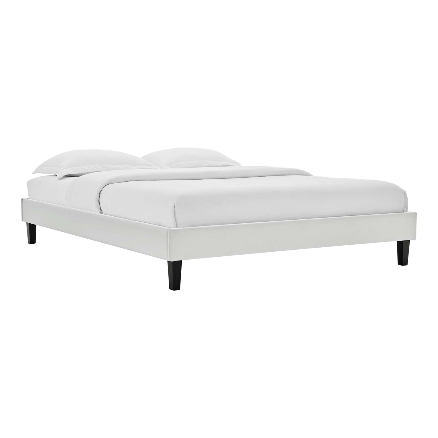 Current Performance Velvet Platform Bed With Black Wood Legs by Modway