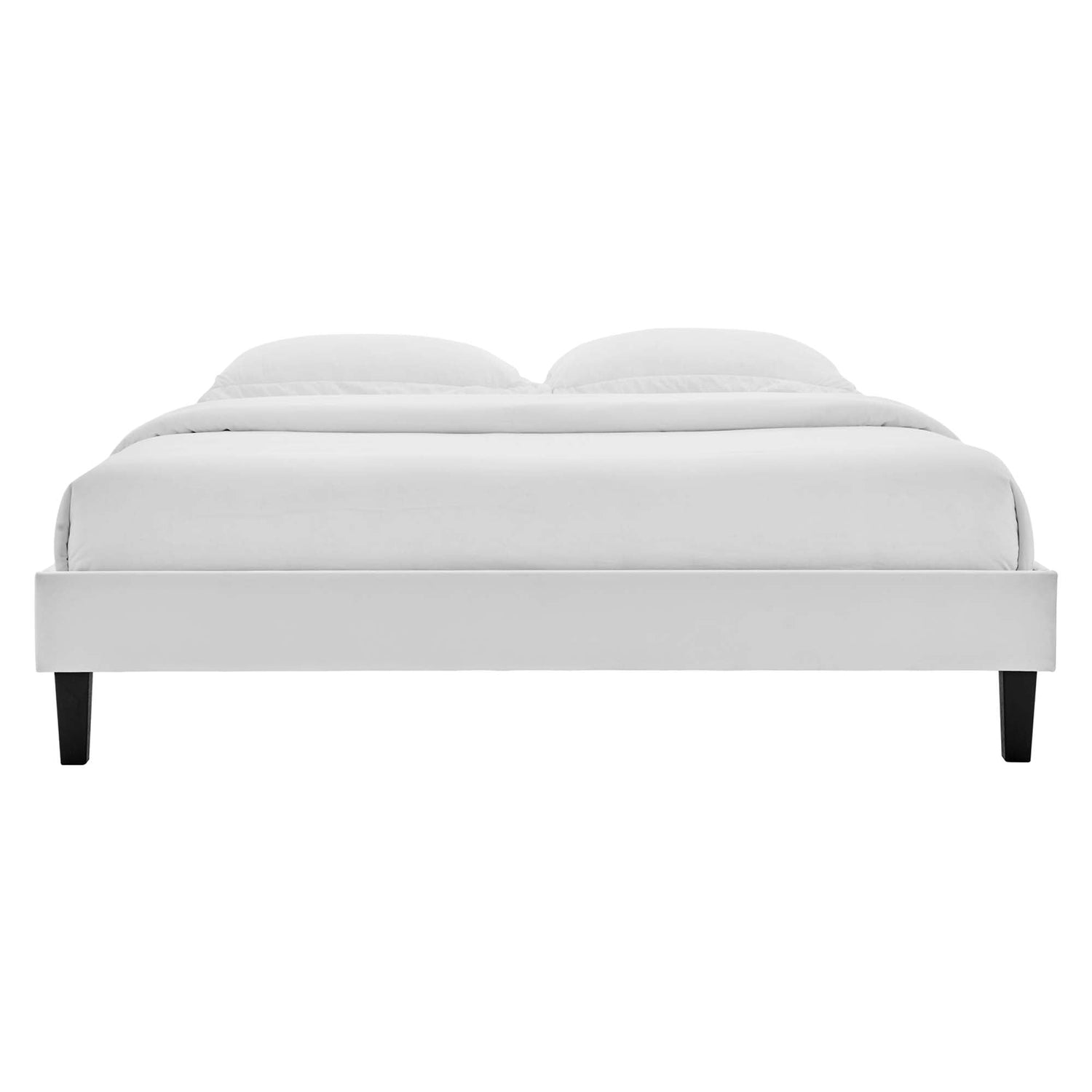 Current Performance Velvet Platform Bed With Black Wood Legs by Modway