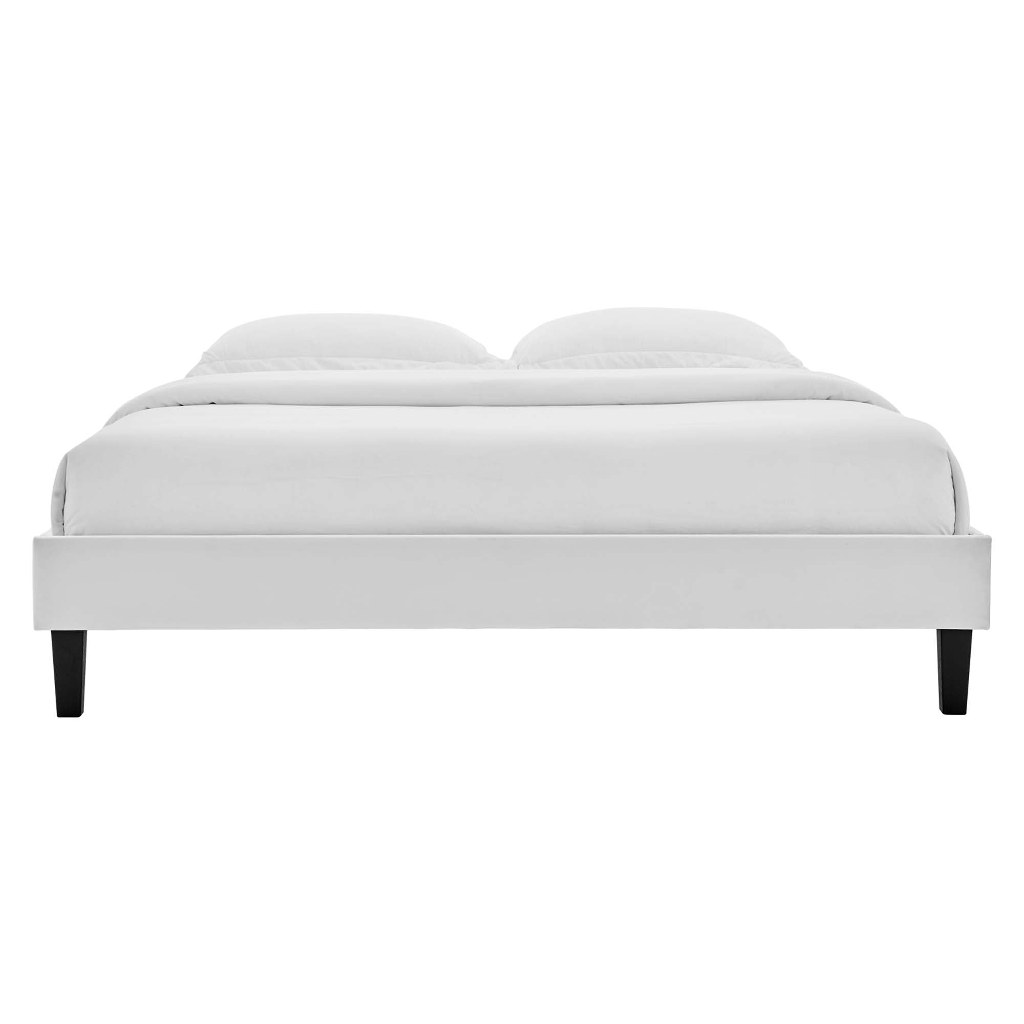 Current Performance Velvet Platform Bed With Black Wood Legs by Modway