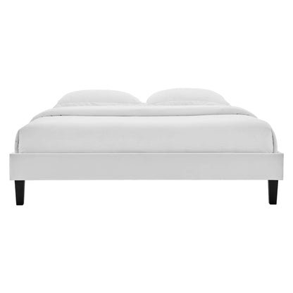 Current Performance Velvet Platform Bed With Black Wood Legs by Modway