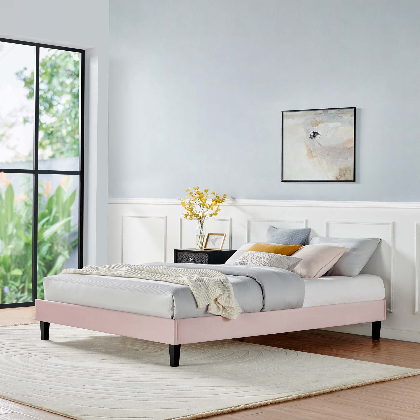 Reign Performance Velvet Platform Bed Frame By HouseBean